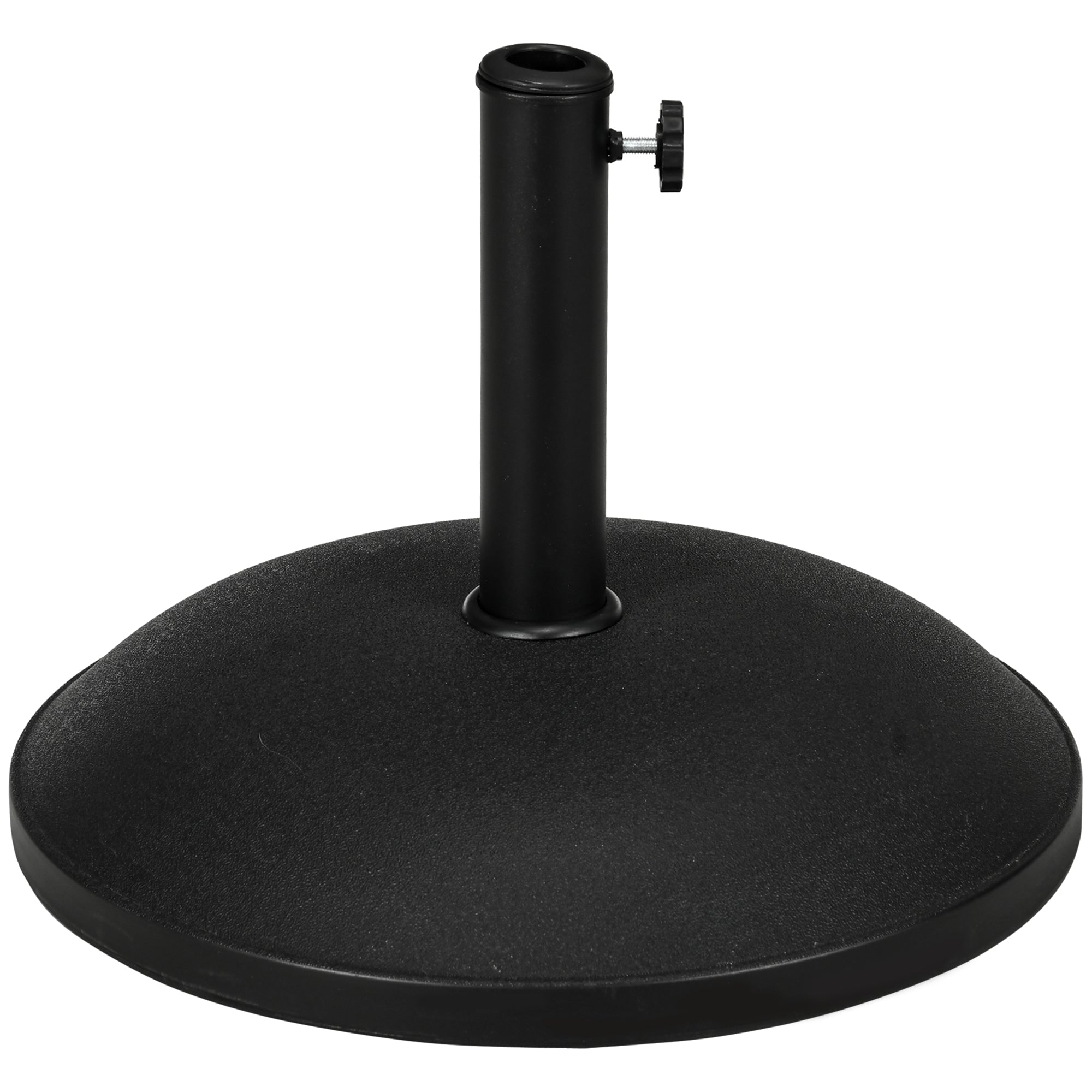 Outsunny 25kgs Round Parasol Base Concrete Umbrella Weight Stand Patio Outdoor Black Dia 49cm - North Peak Garden Furniture