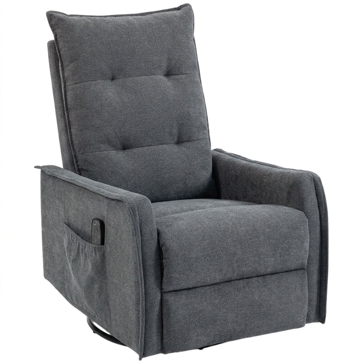 HOMCOM Recliner Armchair, Chenille Recliner Chair with Massage and Heat, 360° Swivel Rocking Manual Recliner, Dark Grey