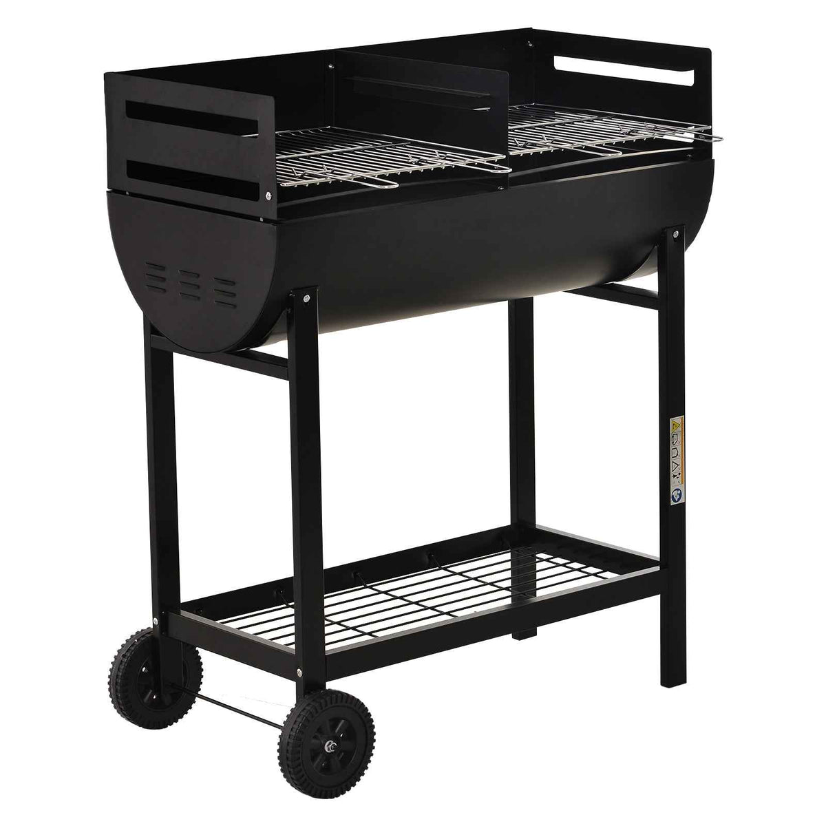 Outsunny Charcoal BBQ 2-Grill with Wheels – Black