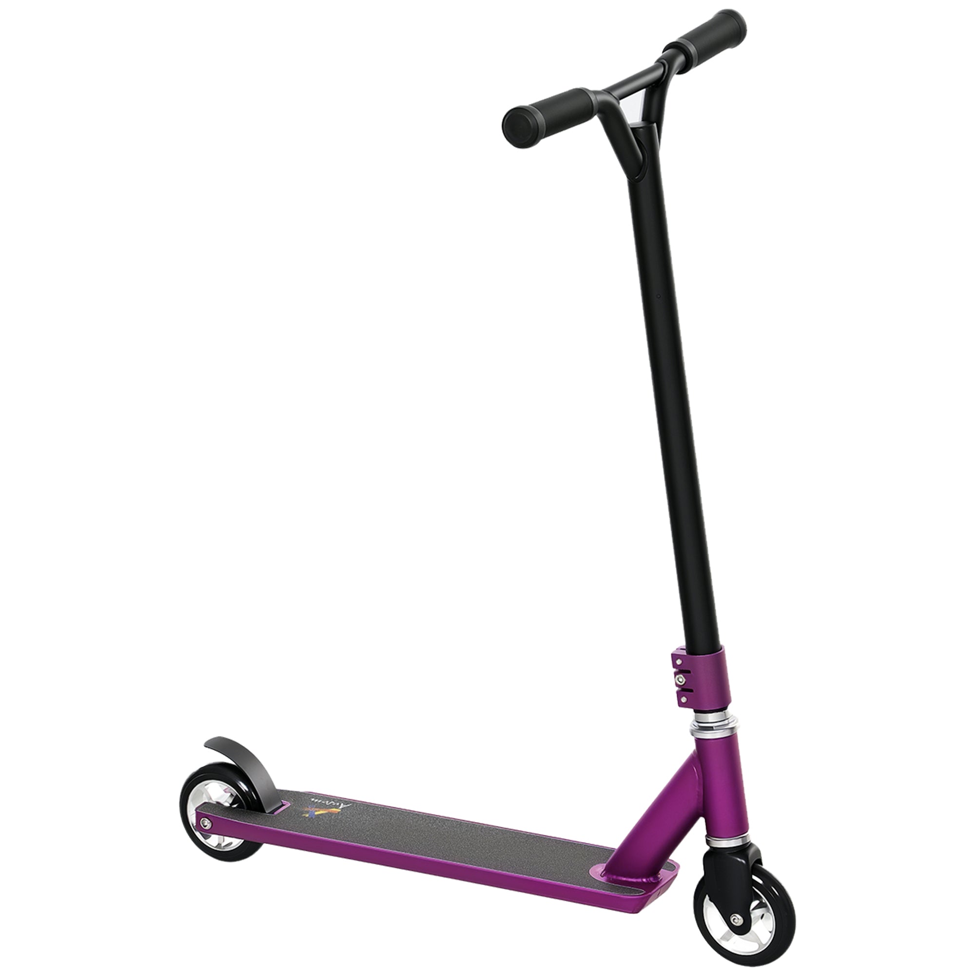 HOMCOM Stunt Scooter, 360° Entry Level Tricks Scooter w/ Lightweight Aluminium Deck and ABEC 7 Bearing, For Age 14+ Beginners, Purple - North Peak Garden Furniture