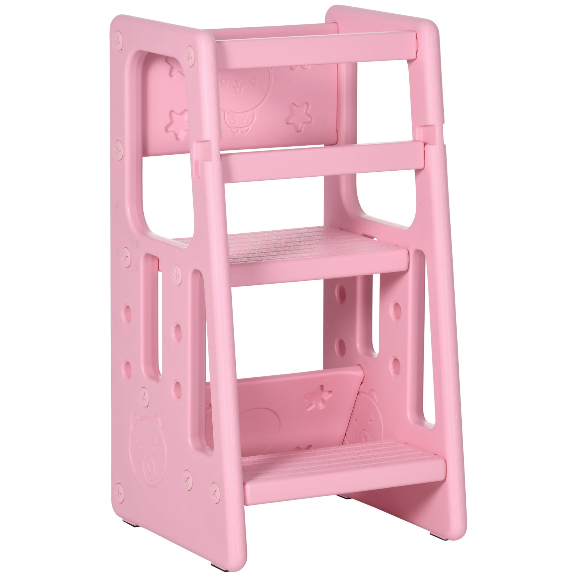 HOMCOM Kids Step Stool, Adjustable Standing Platform, Toddler Kitchen Stool - North Peak Garden Furniture