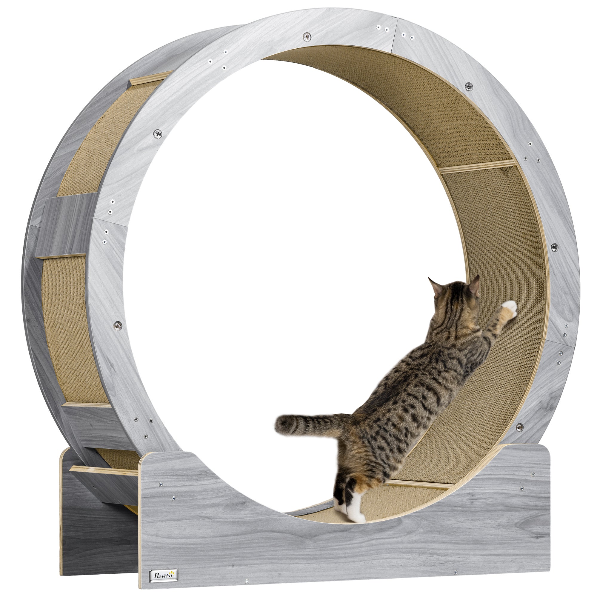 PawHut Cat Wheel with Brake, Scratching Pads - Grey - North Peak Garden Furniture