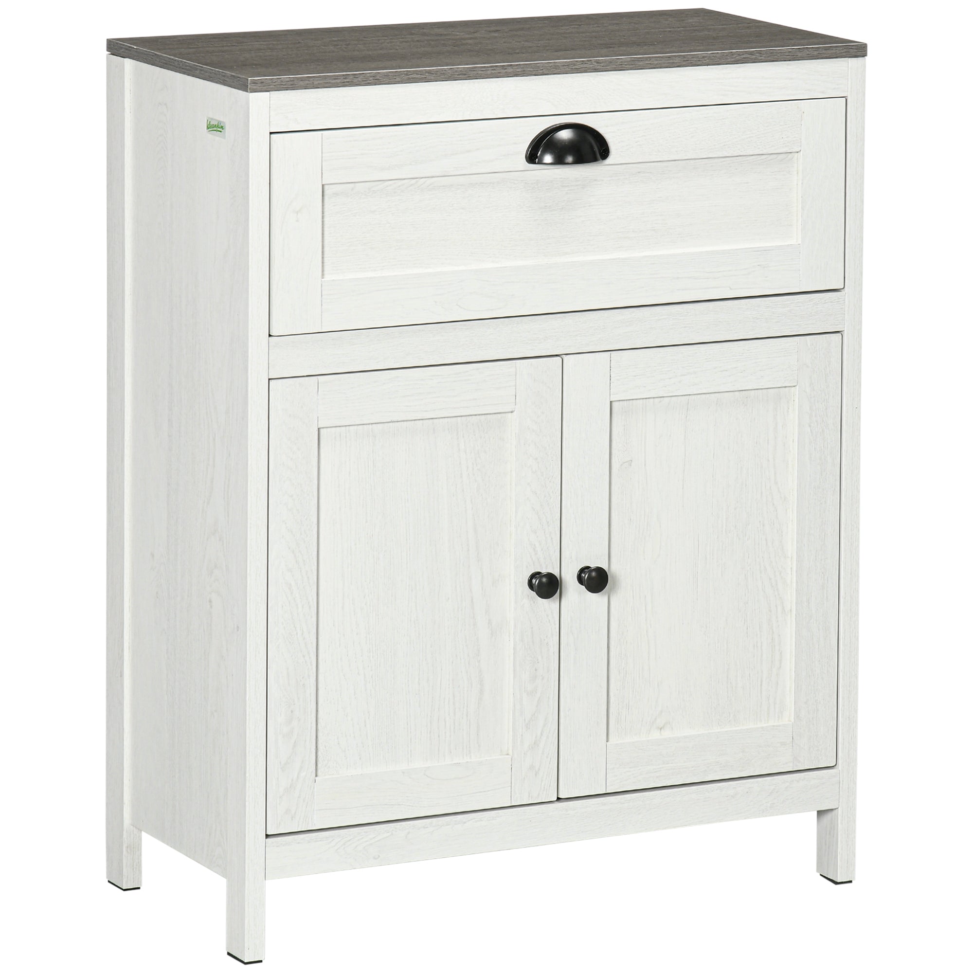 kleankin Bathroom Floor Cabinet, Freestanding Storage Cupboard with Drawer, Double Door Cabinet and Adjustable Shelf, White - North Peak Garden Furniture