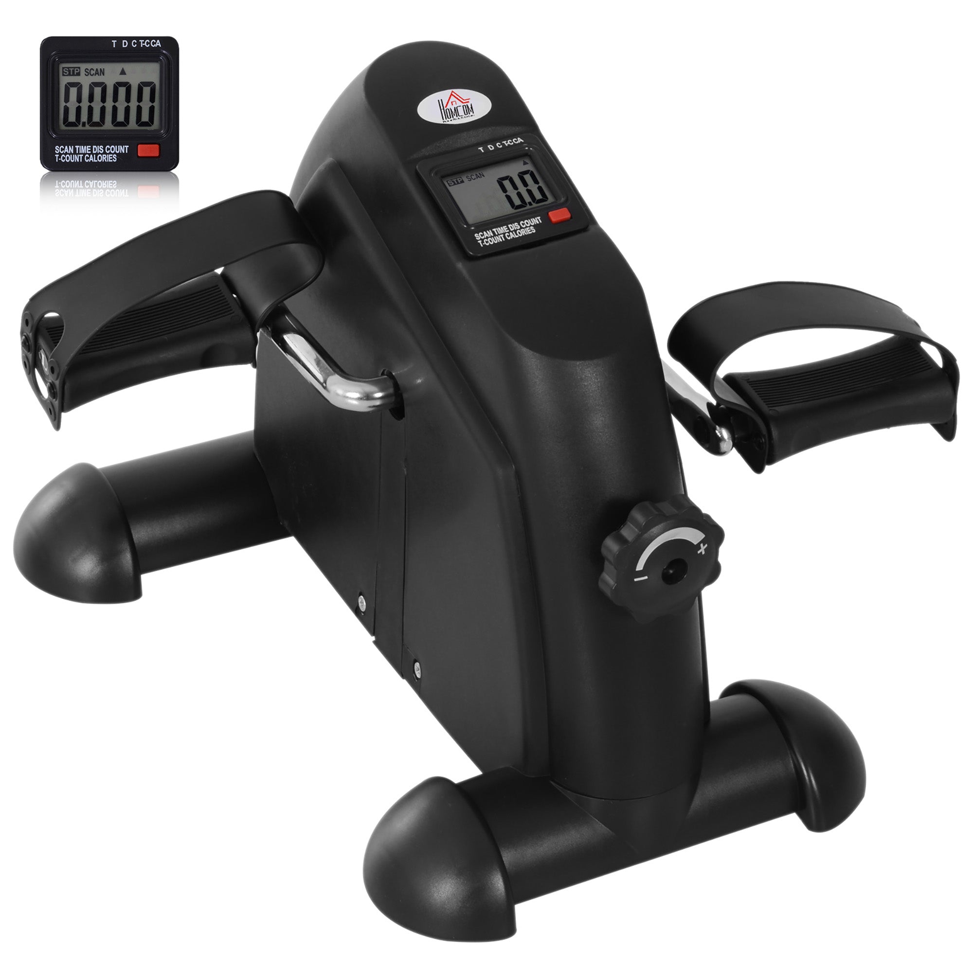 HOMCOM Mini Exercise Bike Portable Pedal Exerciser Arm Leg Cycle Gym Fitness LCD Display Adjustable Resistance Black - North Peak Garden Furniture