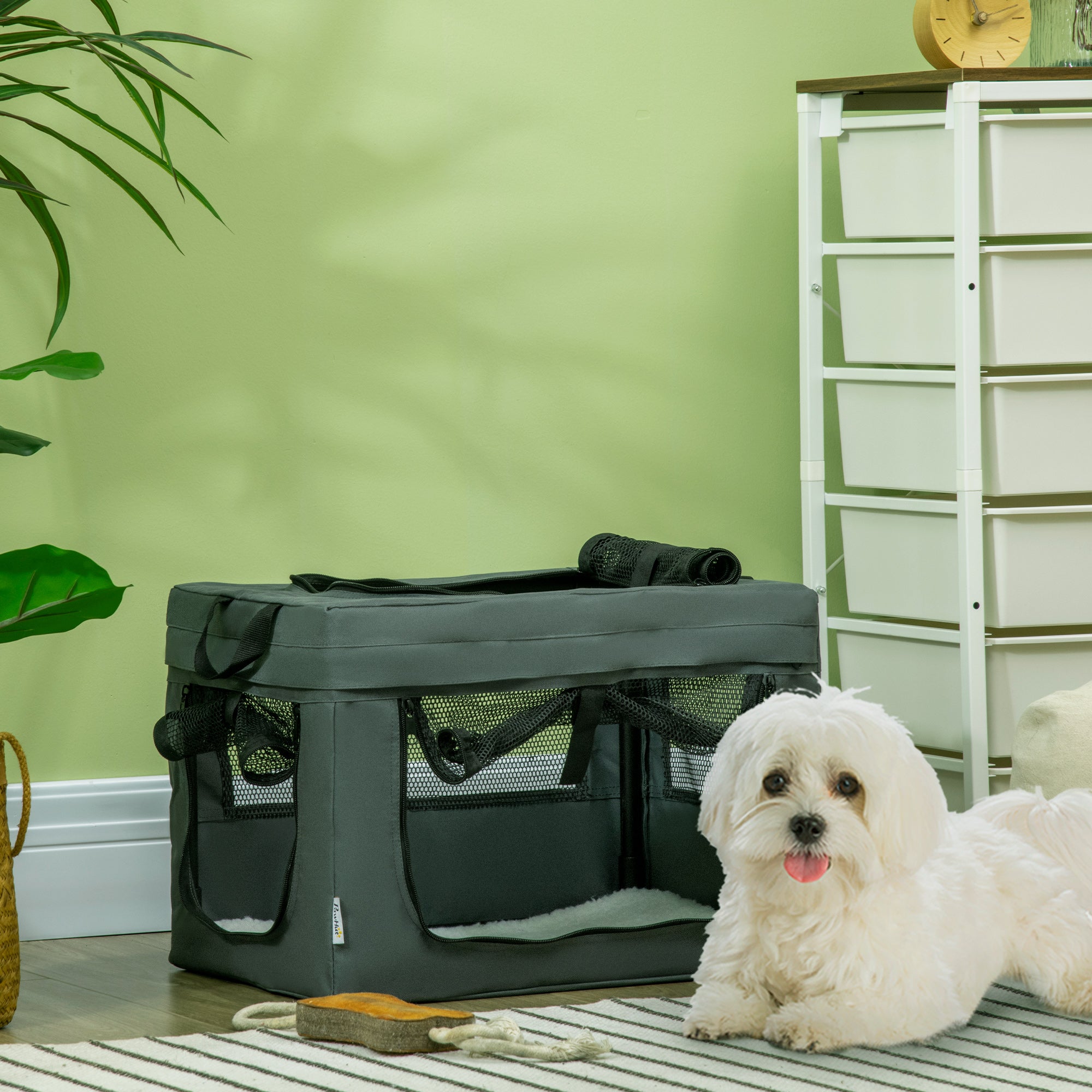 PawHut 48.5cm Pet Carrier, with Cushion, for Miniature Dogs - Grey - North Peak Garden Furniture