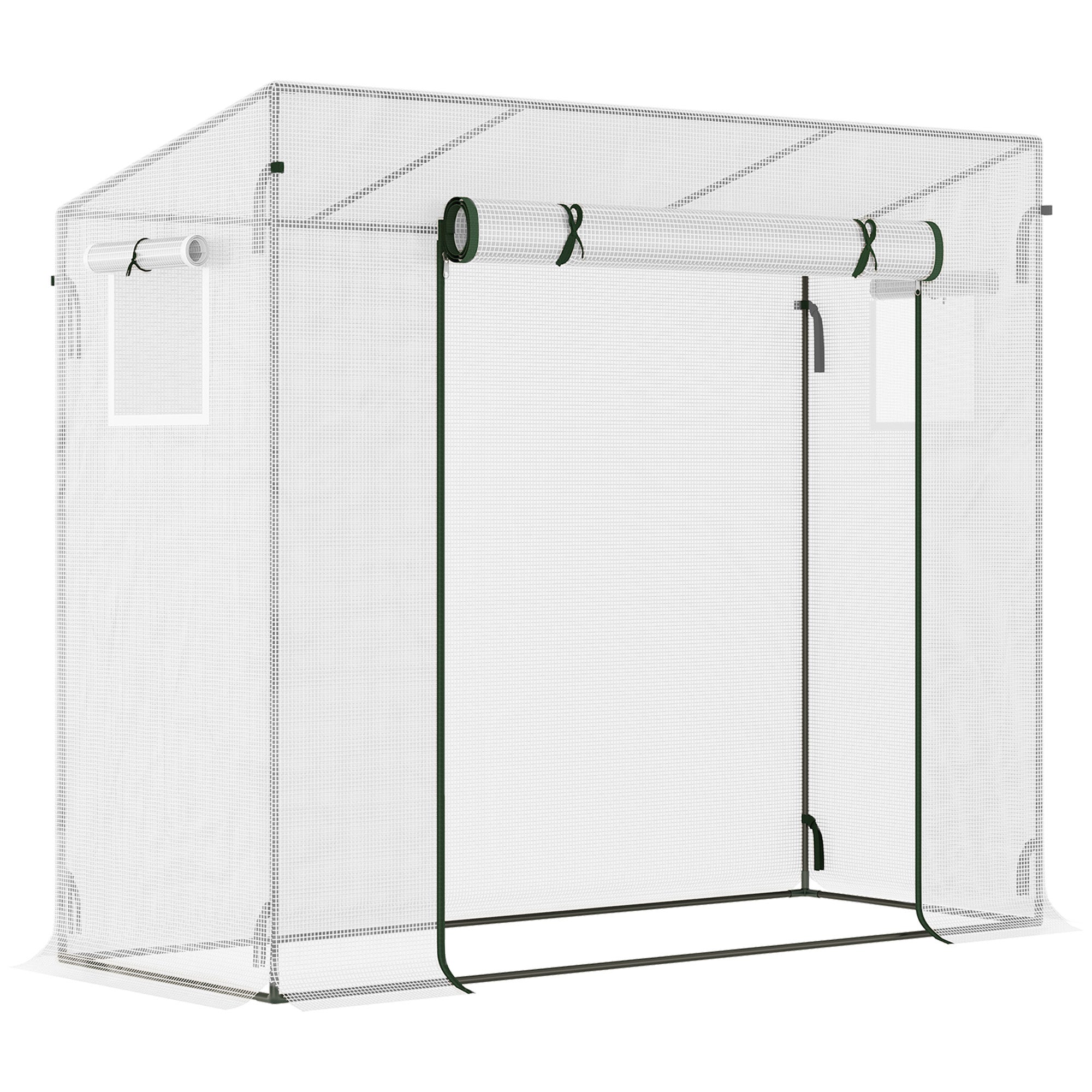 Outsunny 200x76x168cm Walk-in Garden Greenhouse Patio Hot House, Plants Flowers Herbs Tomato Grow w/ Steel Frame Door Window Balcony Patio