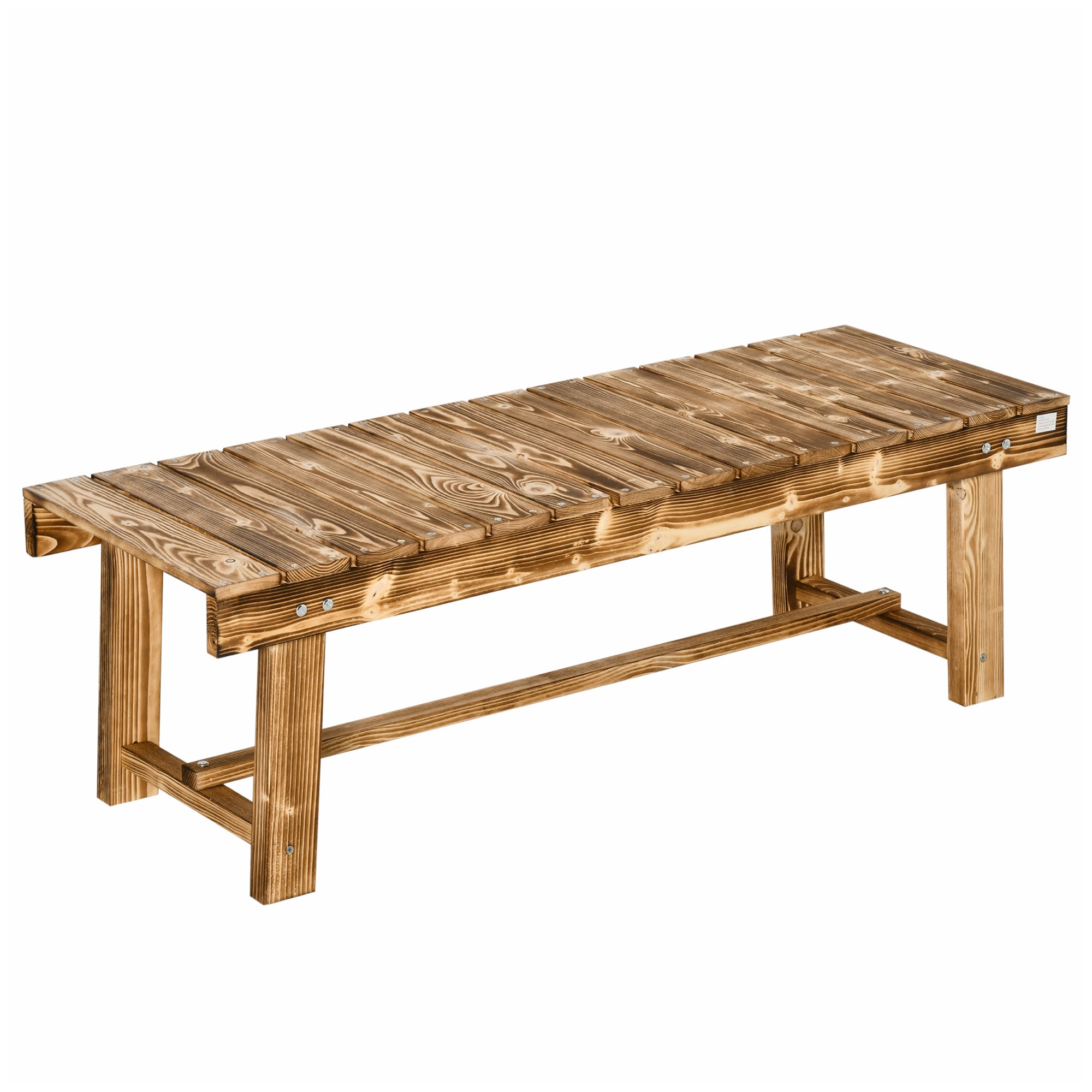 Outsunny 1 Piece 2-seater Outdoor Indoor Garden Wooden Bench Fir Patio Loveseat, 110L x 38W x 35Hcm, Carbonised - North Peak Garden Furniture