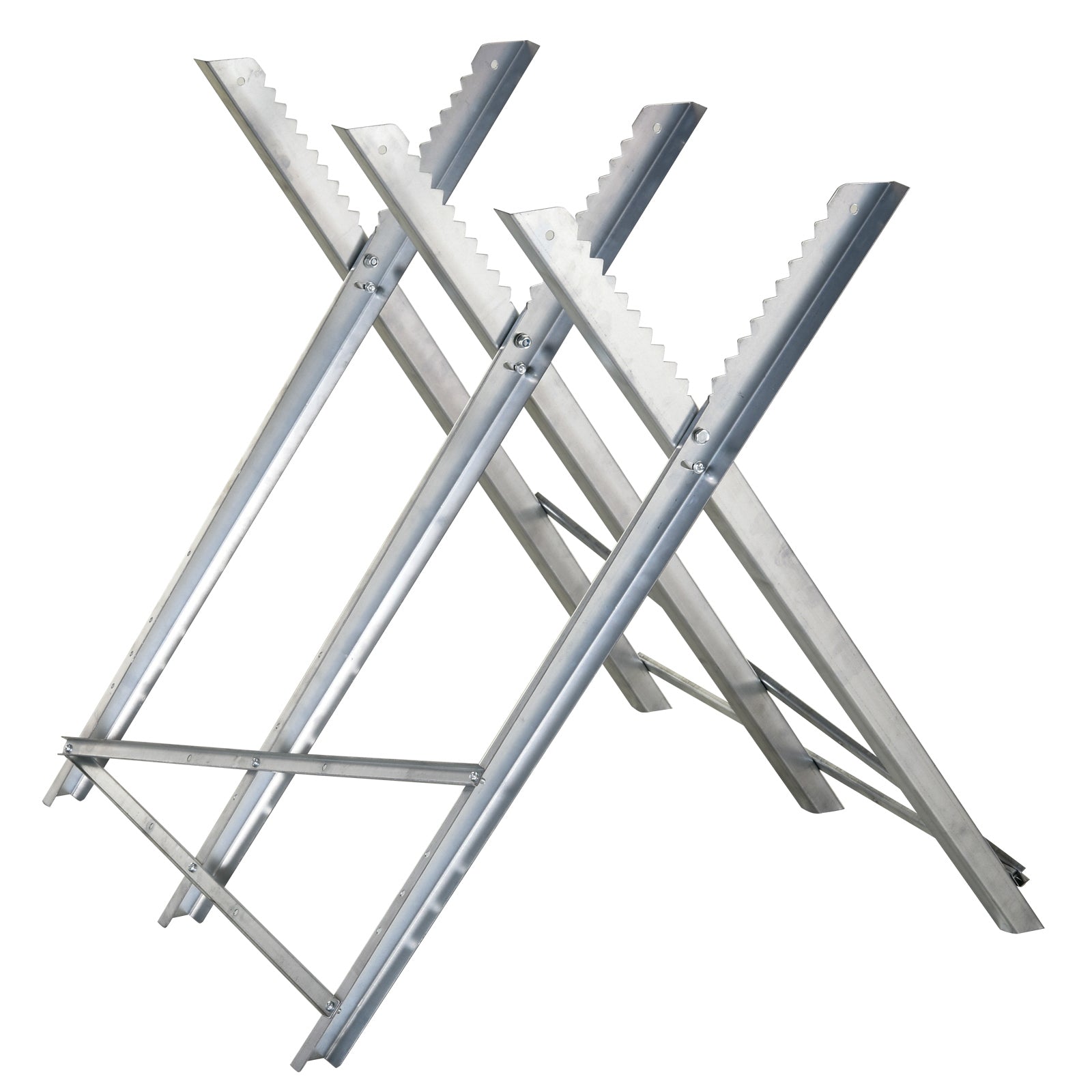 DURHAND Portable Sawhorse Heavy Duty Steel Adjustable Work Support, Foldable Sawhorse Stand 100 kg Weight Capacity, Silver Tone - North Peak Garden Furniture