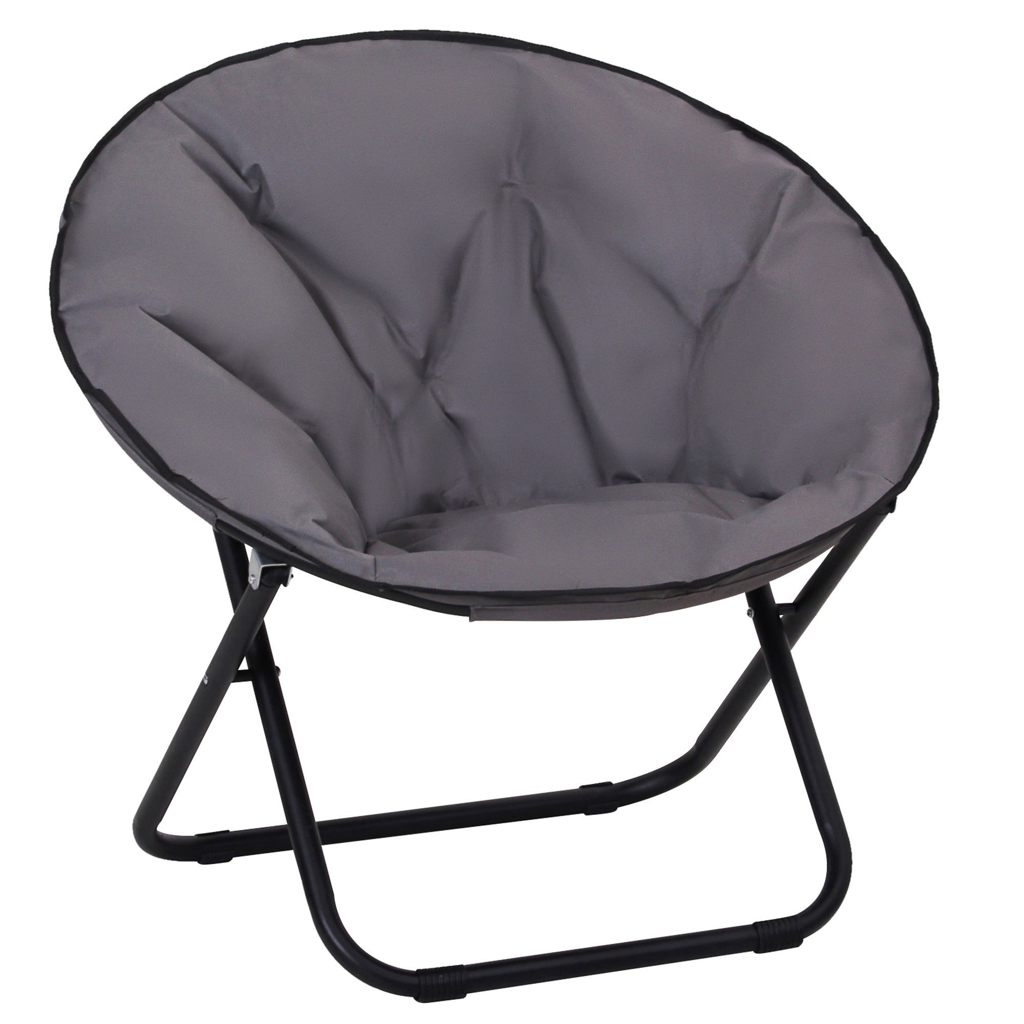 Outsunny Garden Folding Portable Padded Saucer Moon Chair Padded Round Outdoor Camping Travel Fishing Seat Grey - North Peak Garden Furniture