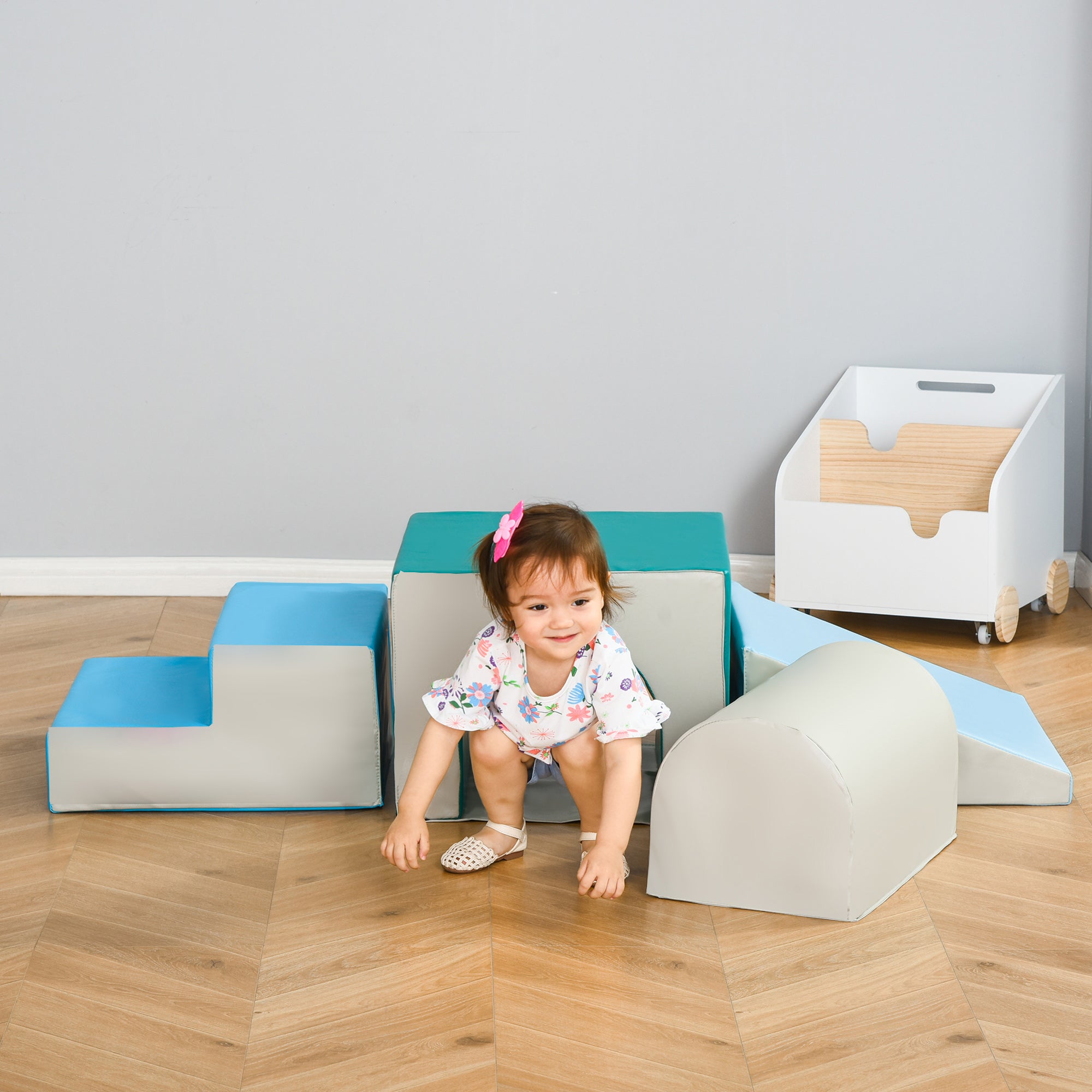 HOMCOM 4-Piece Soft Play Set for Toddlers 1-3 Years, Multi-colored - North Peak Garden Furniture