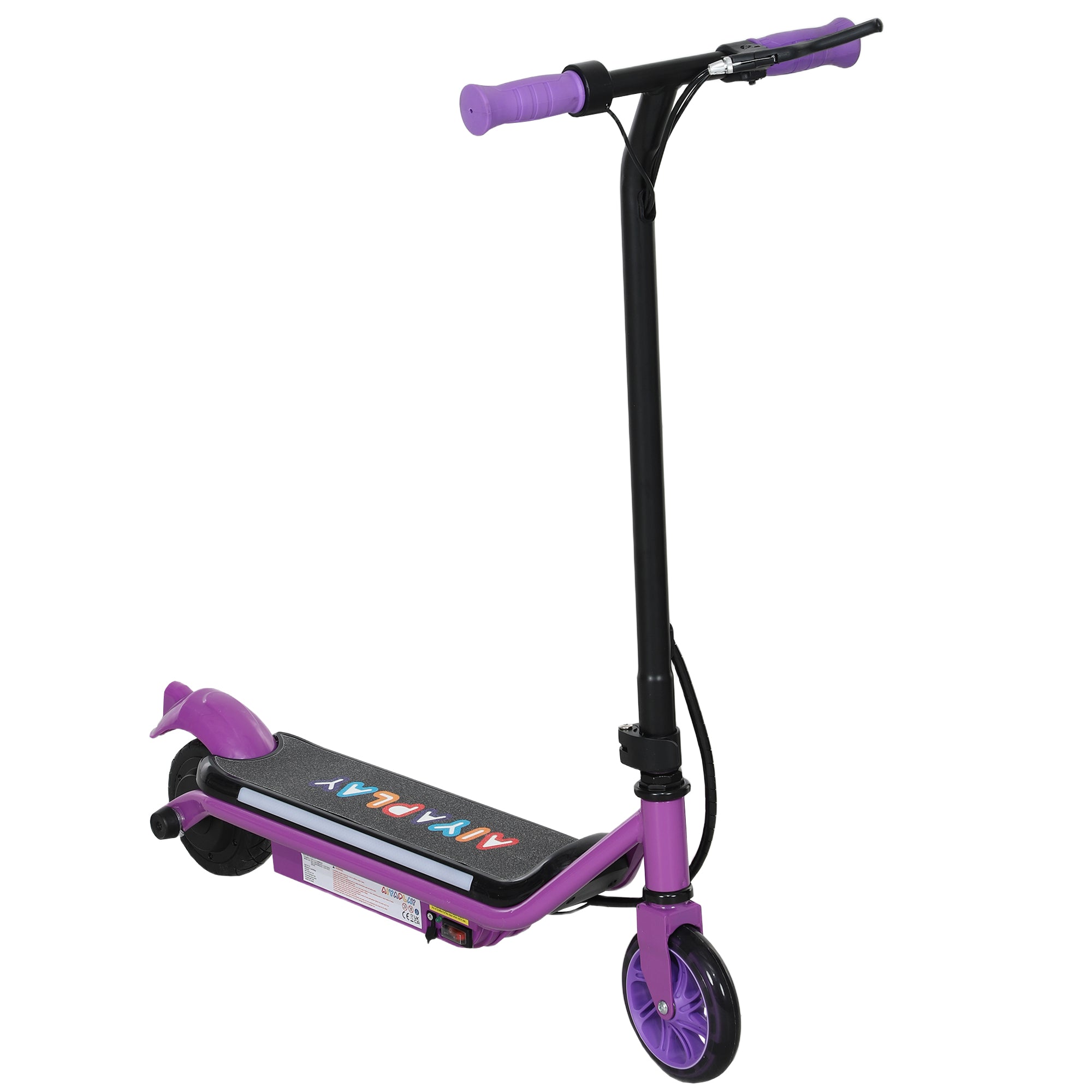 AIYAPLAY Electric Scooter for Kids Ages 6-14, with Dual Brakes, Flash Wheel and Colourful Light, Kids Electric Scooter E Scooter, Up to 12 KM/H & 10 KM, Purple