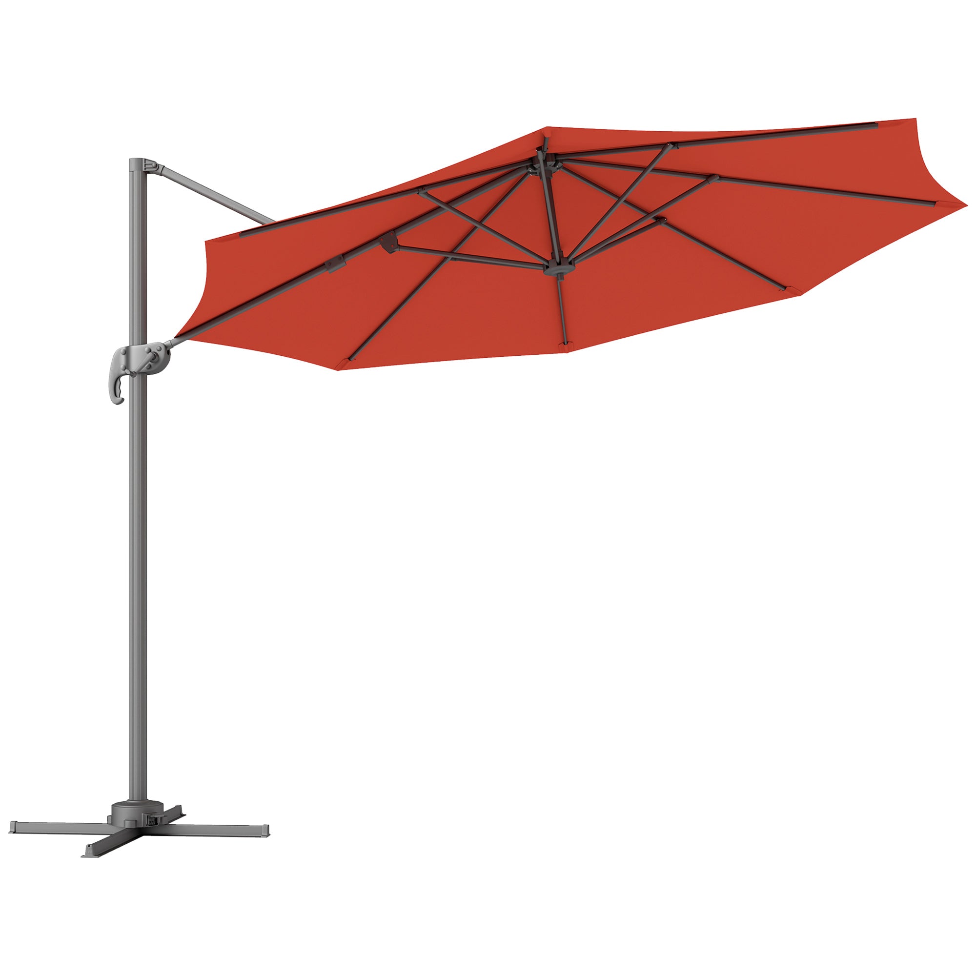 Outsunny Five-Position Overhanging Parasol - Orange - North Peak Garden Furniture