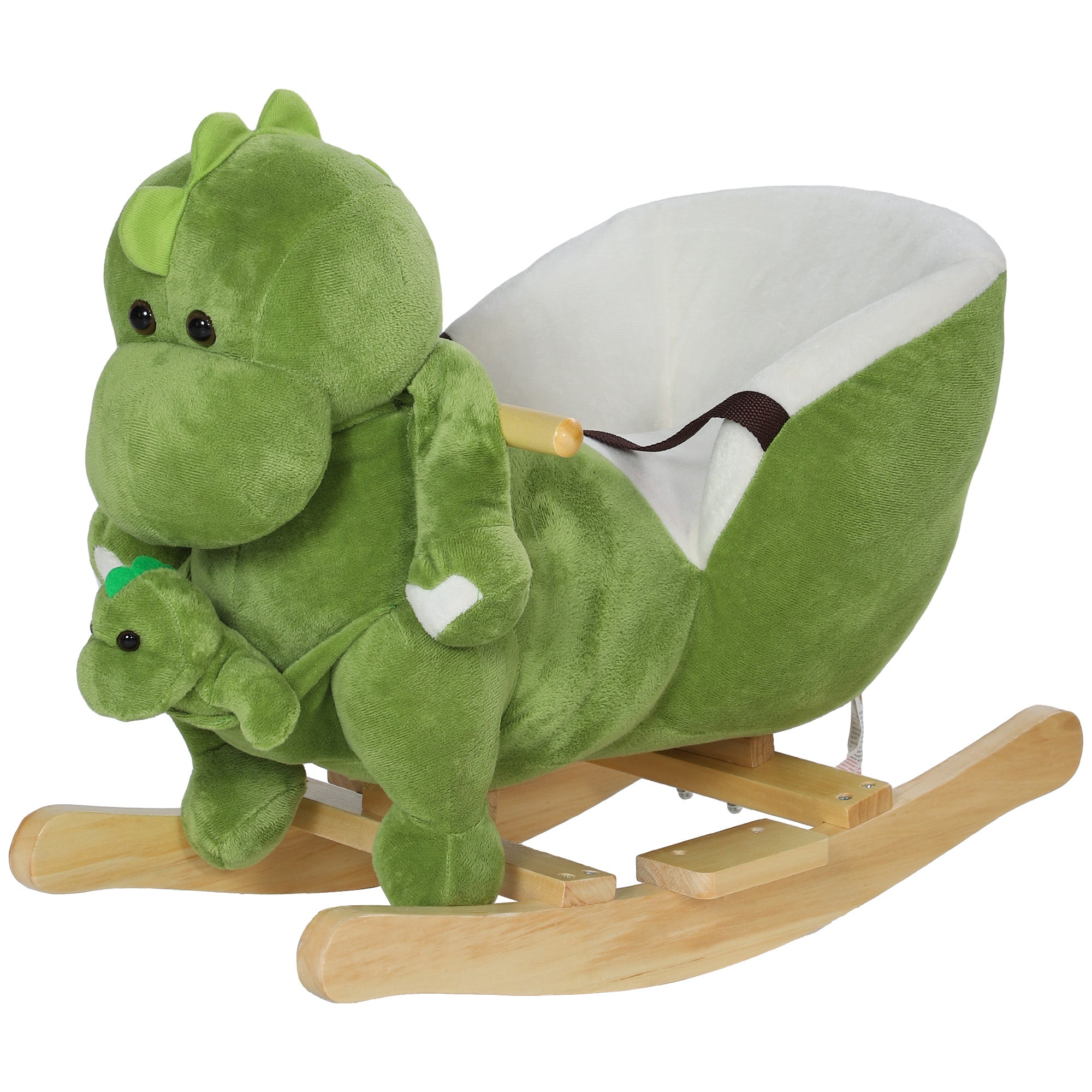 AIYAPLAY Dinosaur-Shaped Baby Rocking Horse w/ Safety Belt, 32 Songs - North Peak Garden Furniture