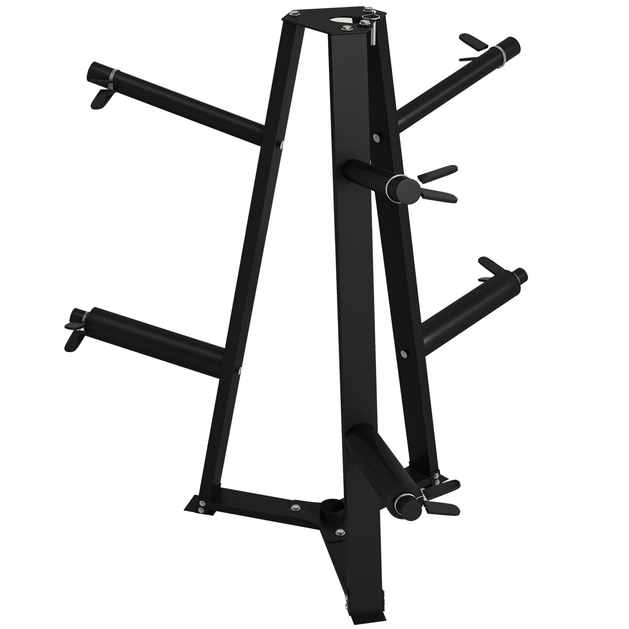 SPORTNOW Weight Tree Weight Rack for 5cm Weight Plates and Barbell Bar with 6 Fasten Clamps, 300kg Capacity - North Peak Garden Furniture