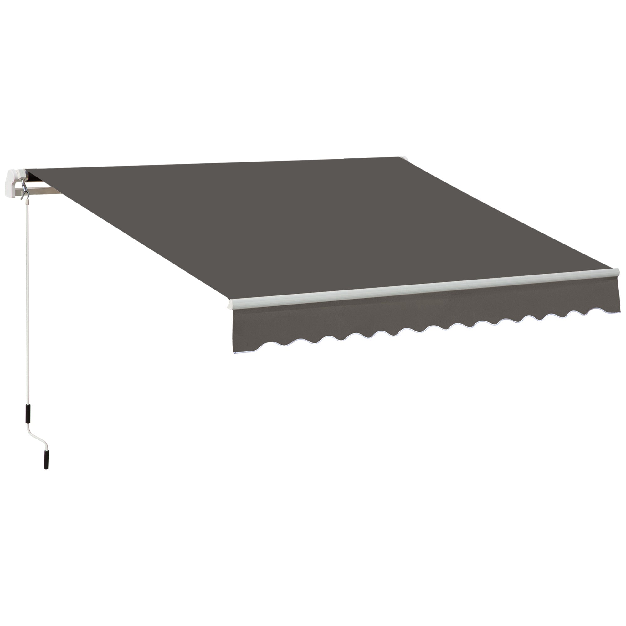Outsunny Awning Canopy Manual Retractable Porch Sun Shade Shelter 3 x 2m Grey - North Peak Garden Furniture