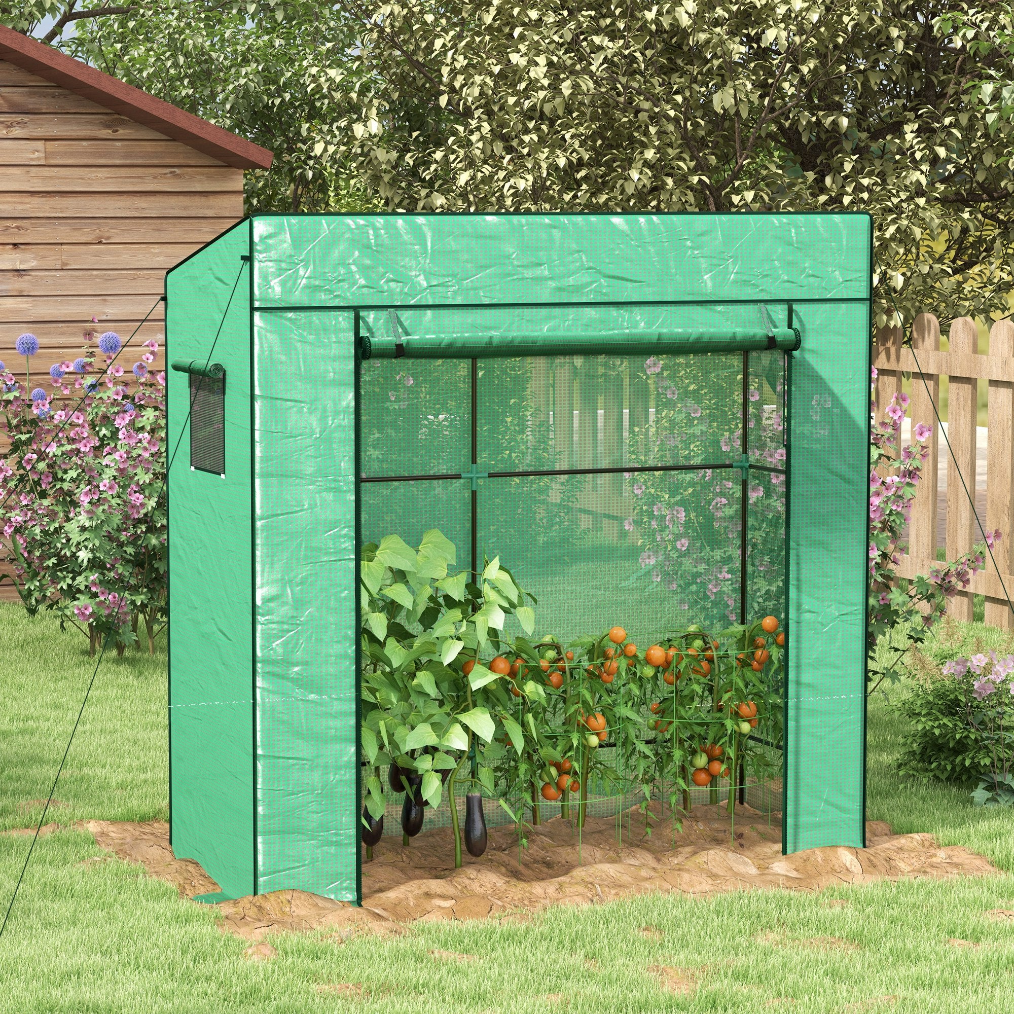 Outsunny 77 x 196cm Walk-In Greenhouse, with Accessories - North Peak Garden Furniture
