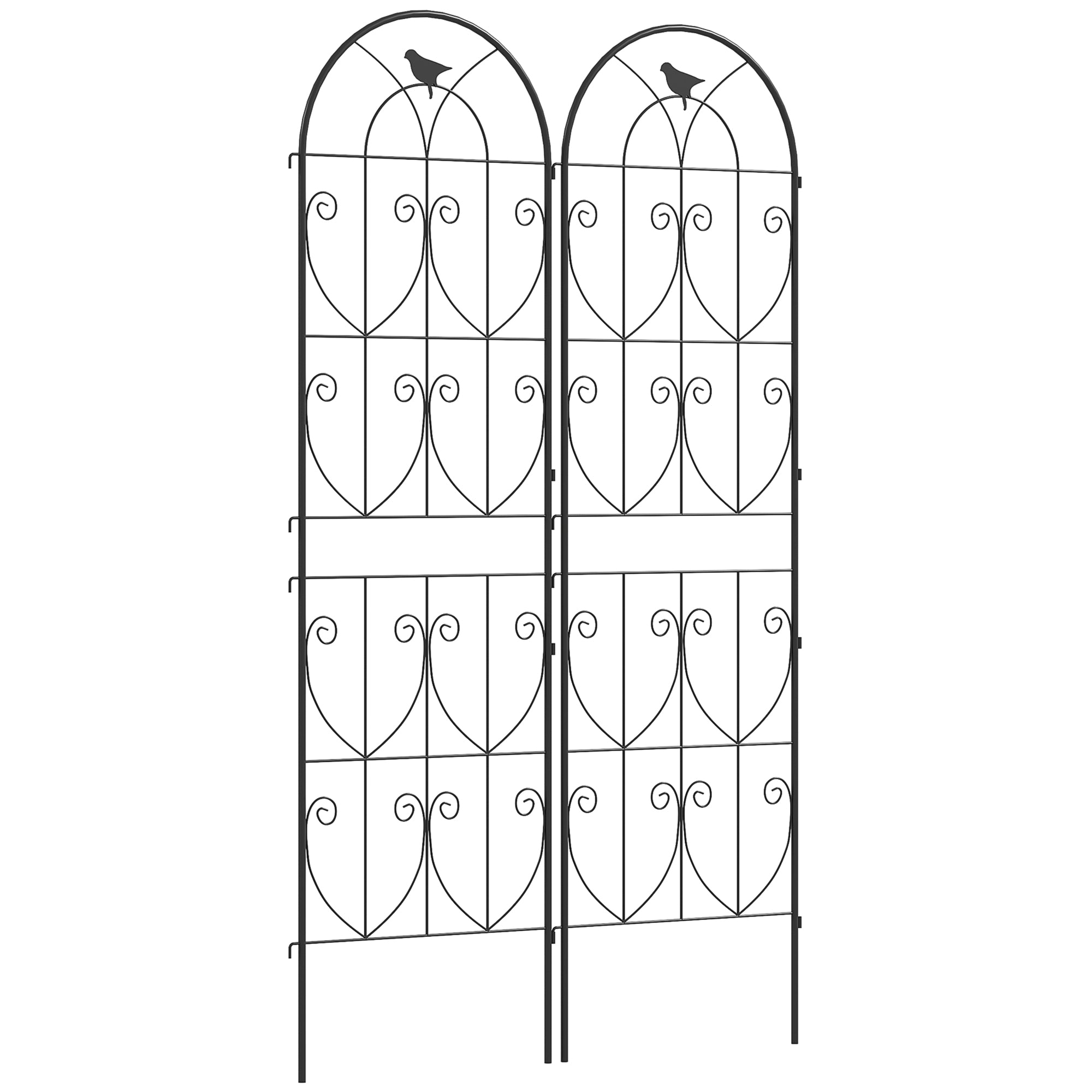 Outsunny Set of 2 Garden Trellis, Metal Fence Panels for Climbing Outdoor Plants, Flowers, 180 x 50cm