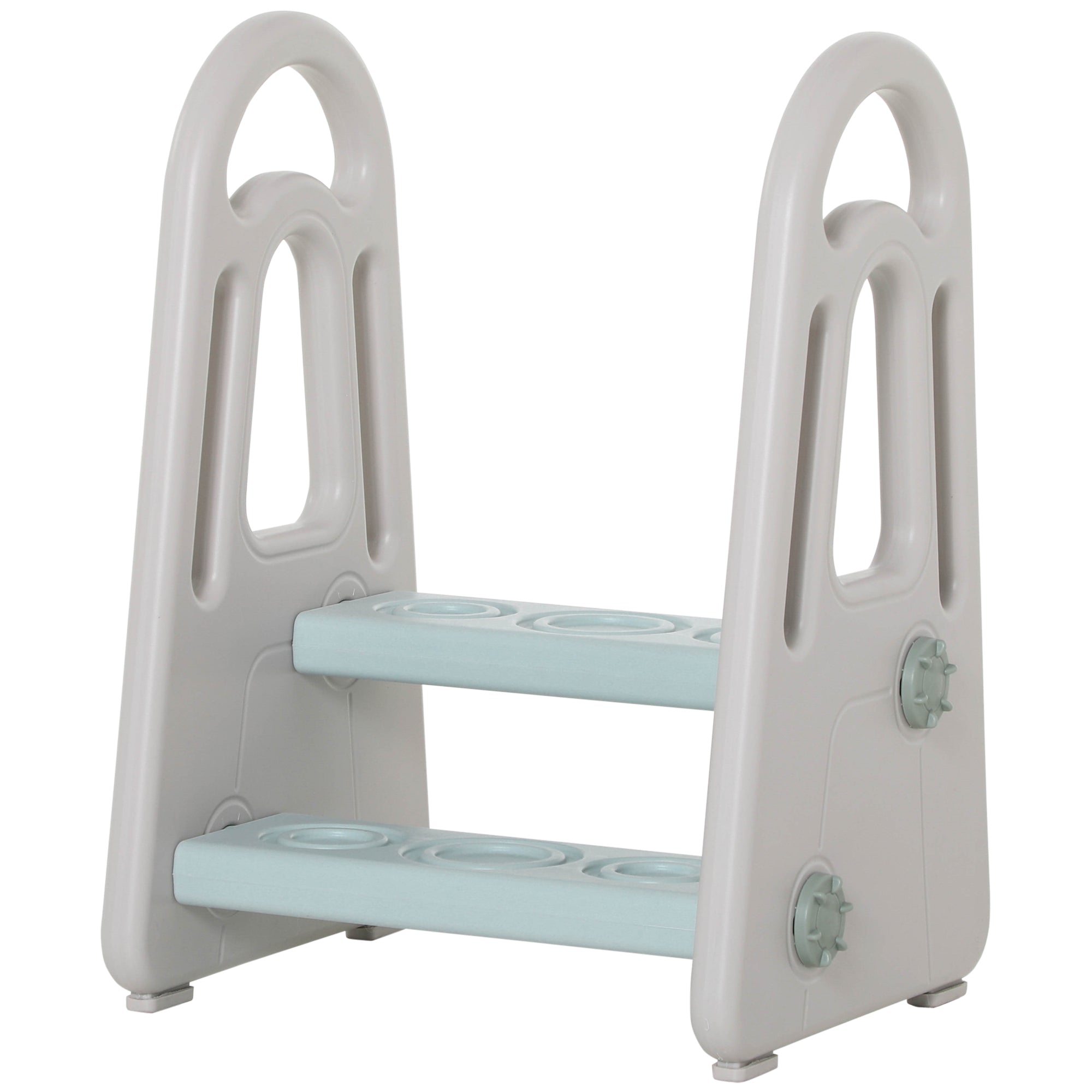 HOMCOM Kids Toddler Step Stool Ladder Kitchen Helper for Toilet Potty Training Bathroom Sink Bedroom Blue and Grey - North Peak Garden Furniture