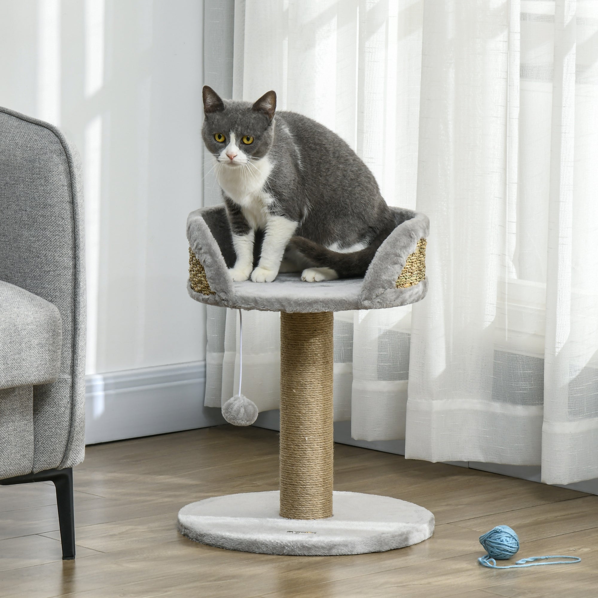 PawHut Cat Tree Tower with Scratching Posts, Grey - North Peak Garden Furniture