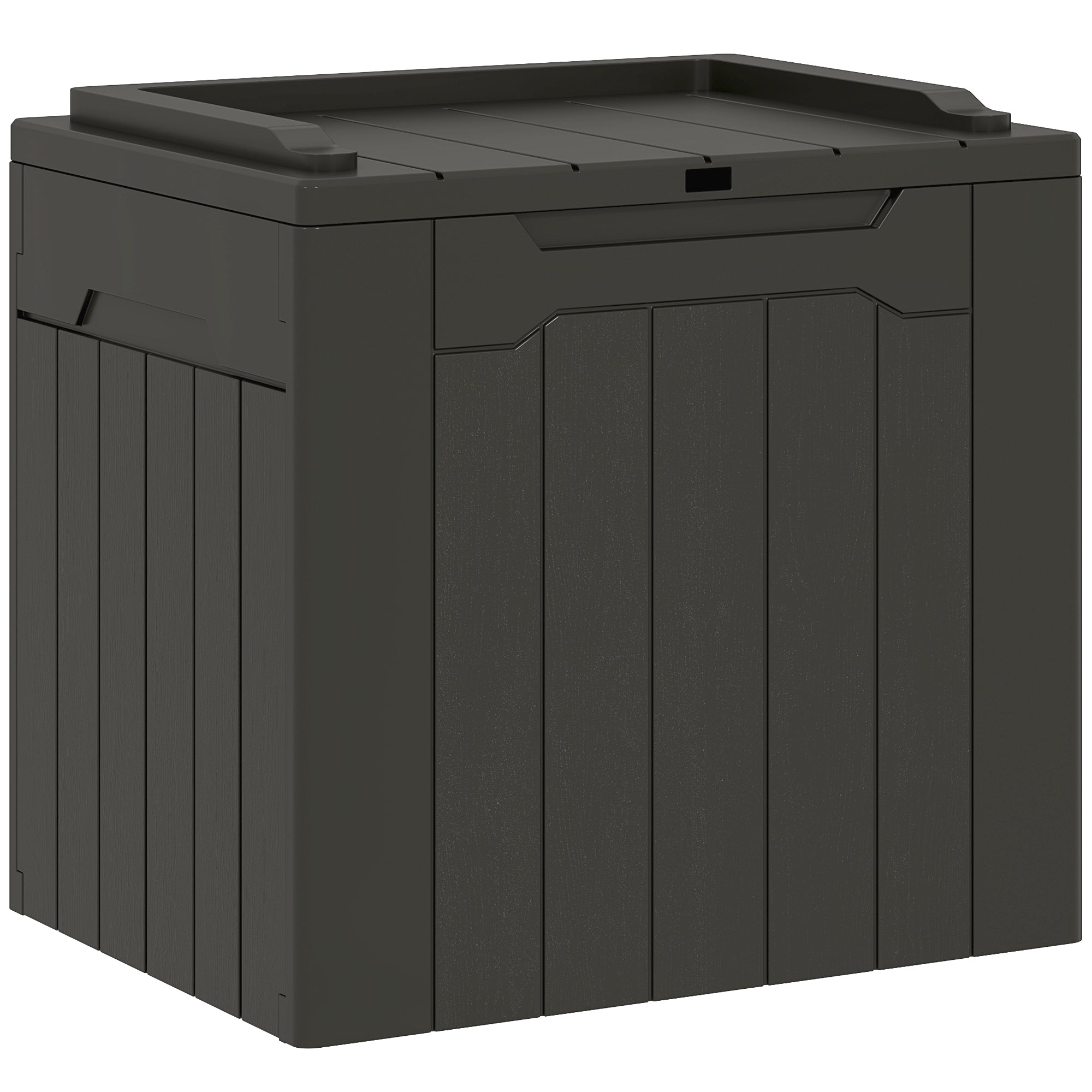 HOMCOM 107 L Plastic Storage Chest with Lid - Charcoal Grey - North Peak Garden Furniture