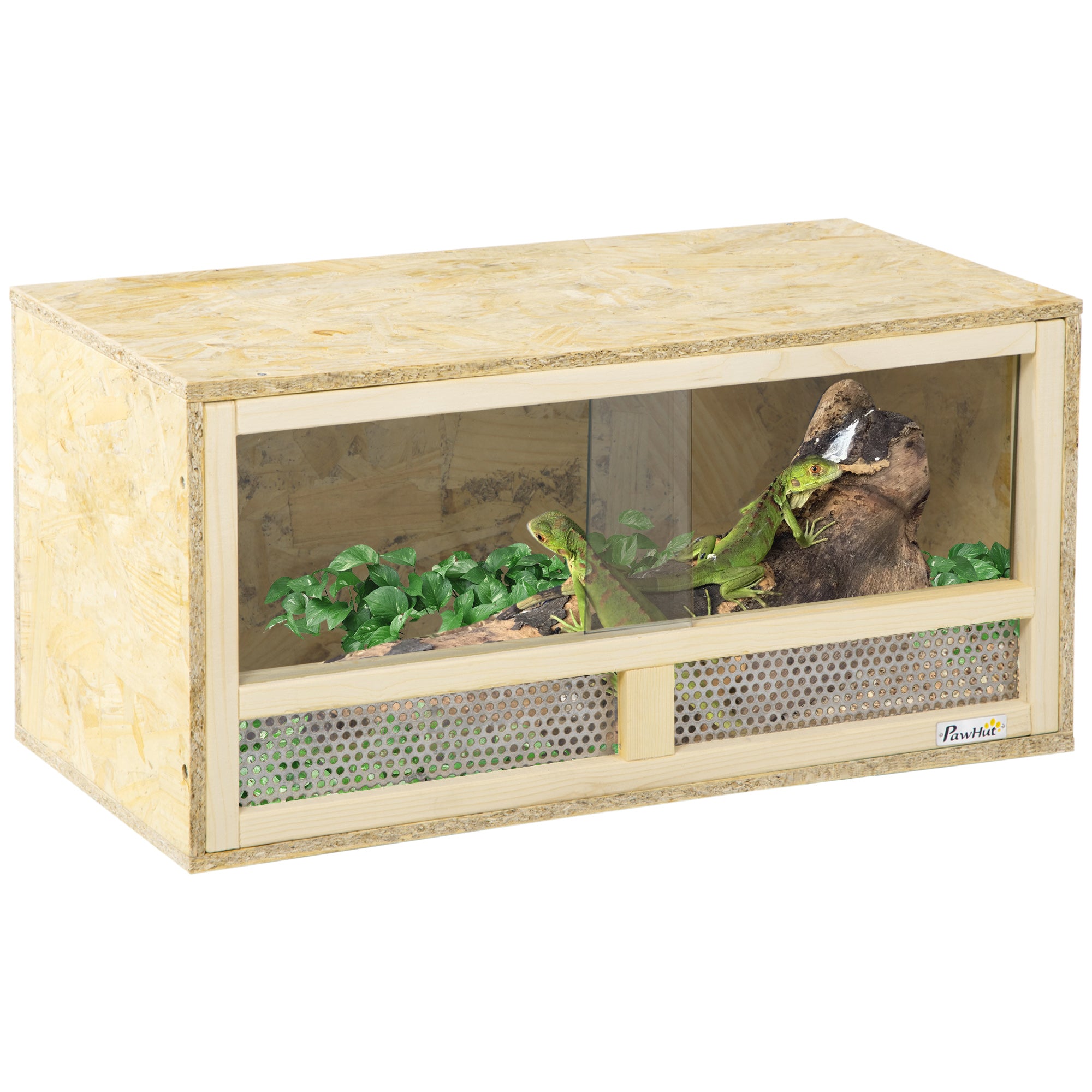 PawHut Reptile Terrarium Vivarium, Climbing Pet Containers, Reptile Habitat w/ Transparent Sliding Doors, Breathable Mesh, for Lizards, Horned Frogs, Snakes and Chameleons, 60 x 29.5 x 29.5cm - North Peak Garden Furniture