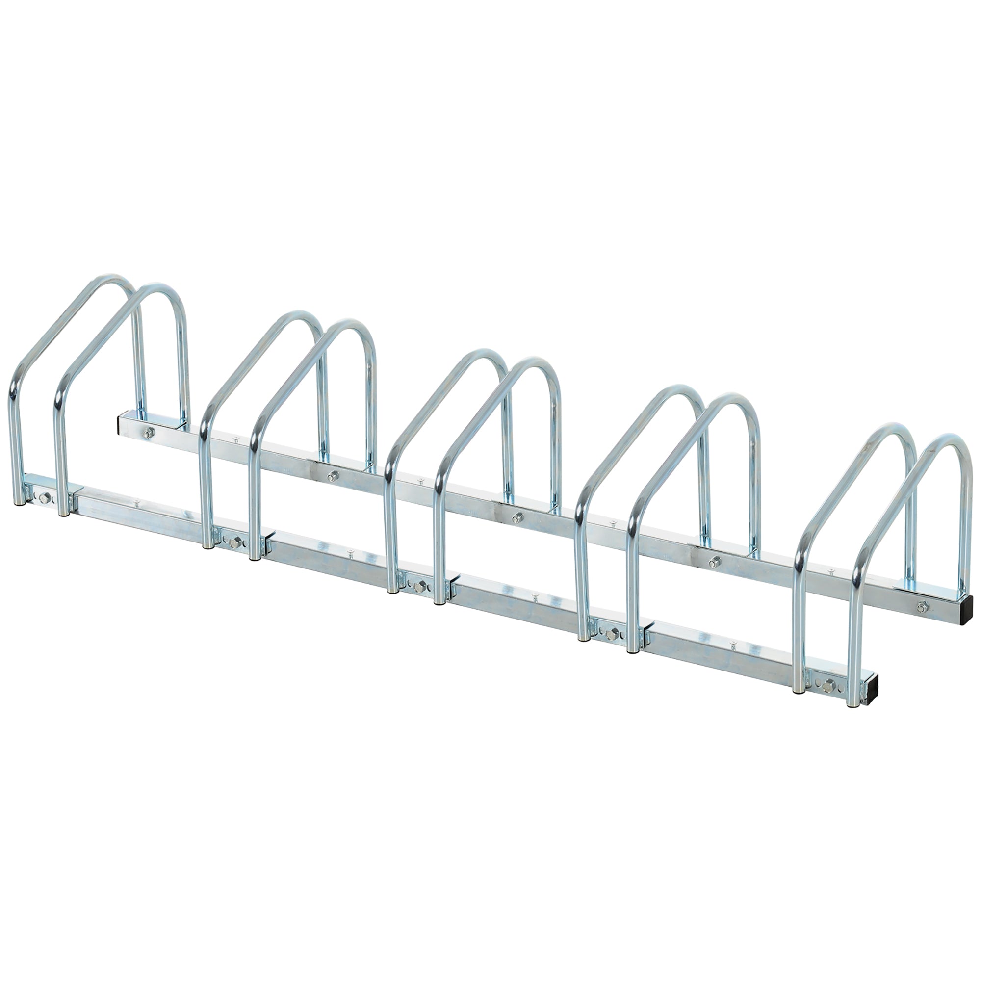 HOMCOM Bike Stand Parking Rack Floor or Wall Mount Bicycle Cycle Storage Locking Stand (5 Racks, Silver) - North Peak Garden Furniture