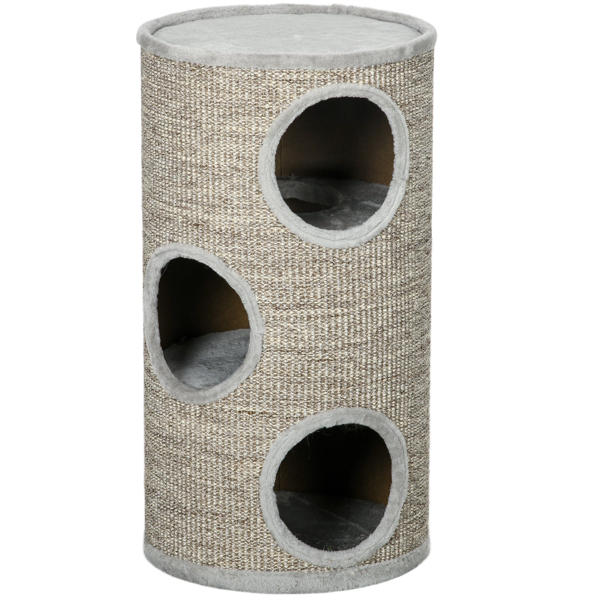 PawHut Cat Climbing Frame, Covered with Sisal, Cosy Platform - Light Grey - North Peak Garden Furniture