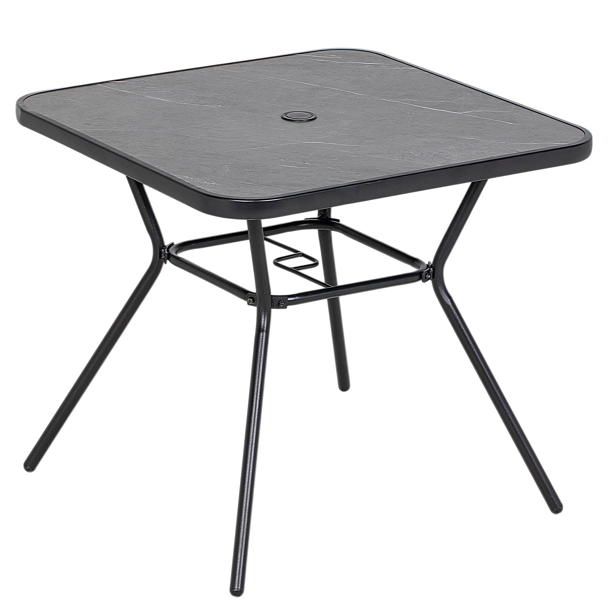 Outsunny Square Outdoor Table, Patio Bistro Coffee Table with Faux-marbled Top and 42mm Umbrella Hole for Garden - North Peak Garden Furniture