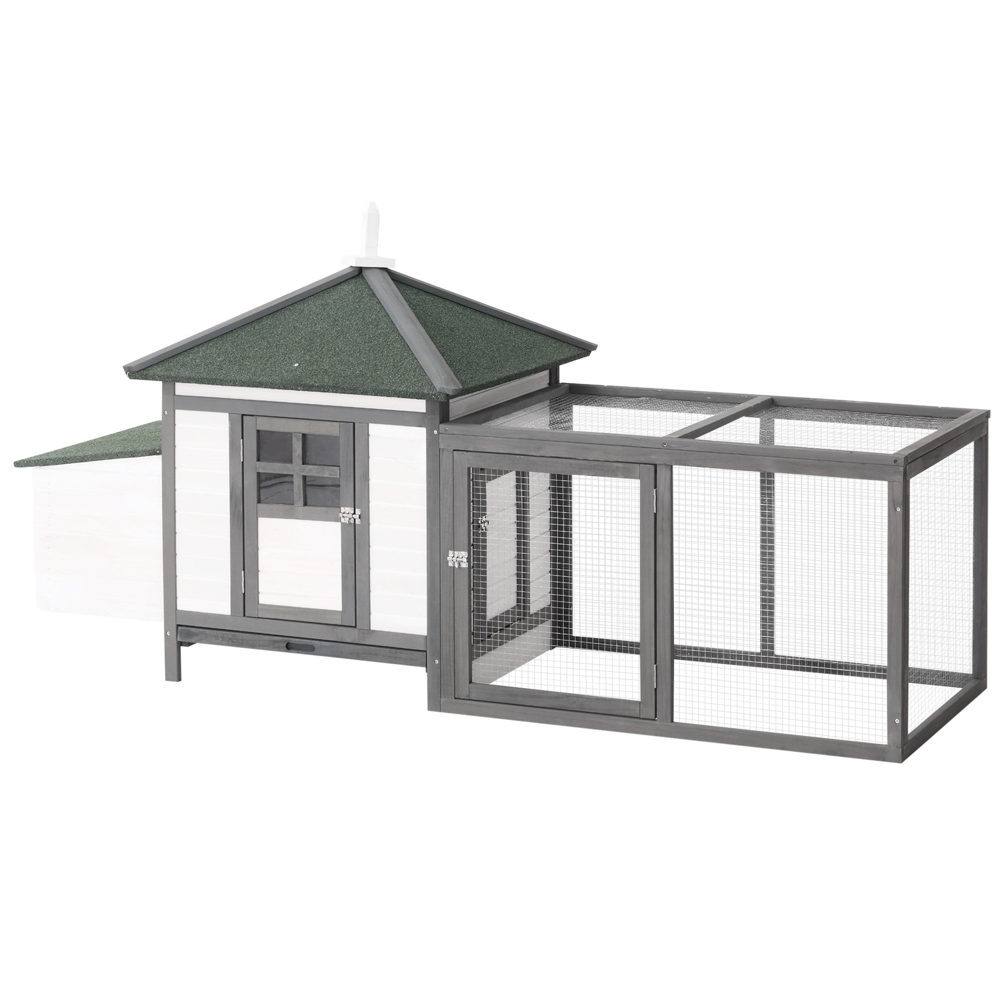 PawHut Chicken Coop Small Animal Pet Cage w/ Nesting Box Outdoor Run Wooden - North Peak Garden Furniture