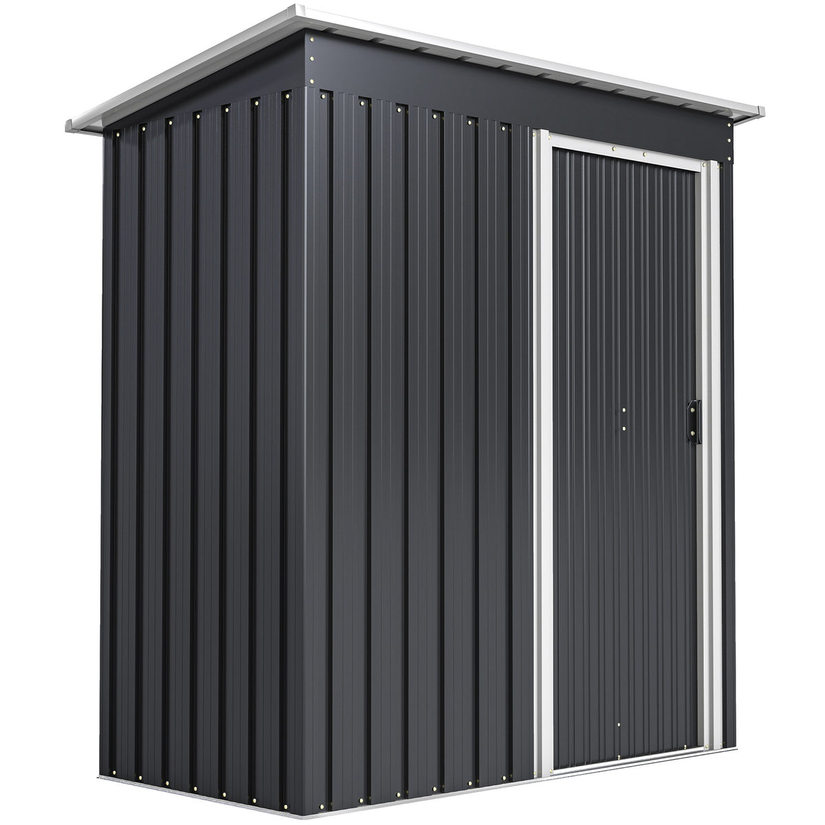 Outsunny 5 x 3ft Garden Storage Shed with Sliding Door and Sloped Roof Outdoor Equipment Tool Backyard, Black
