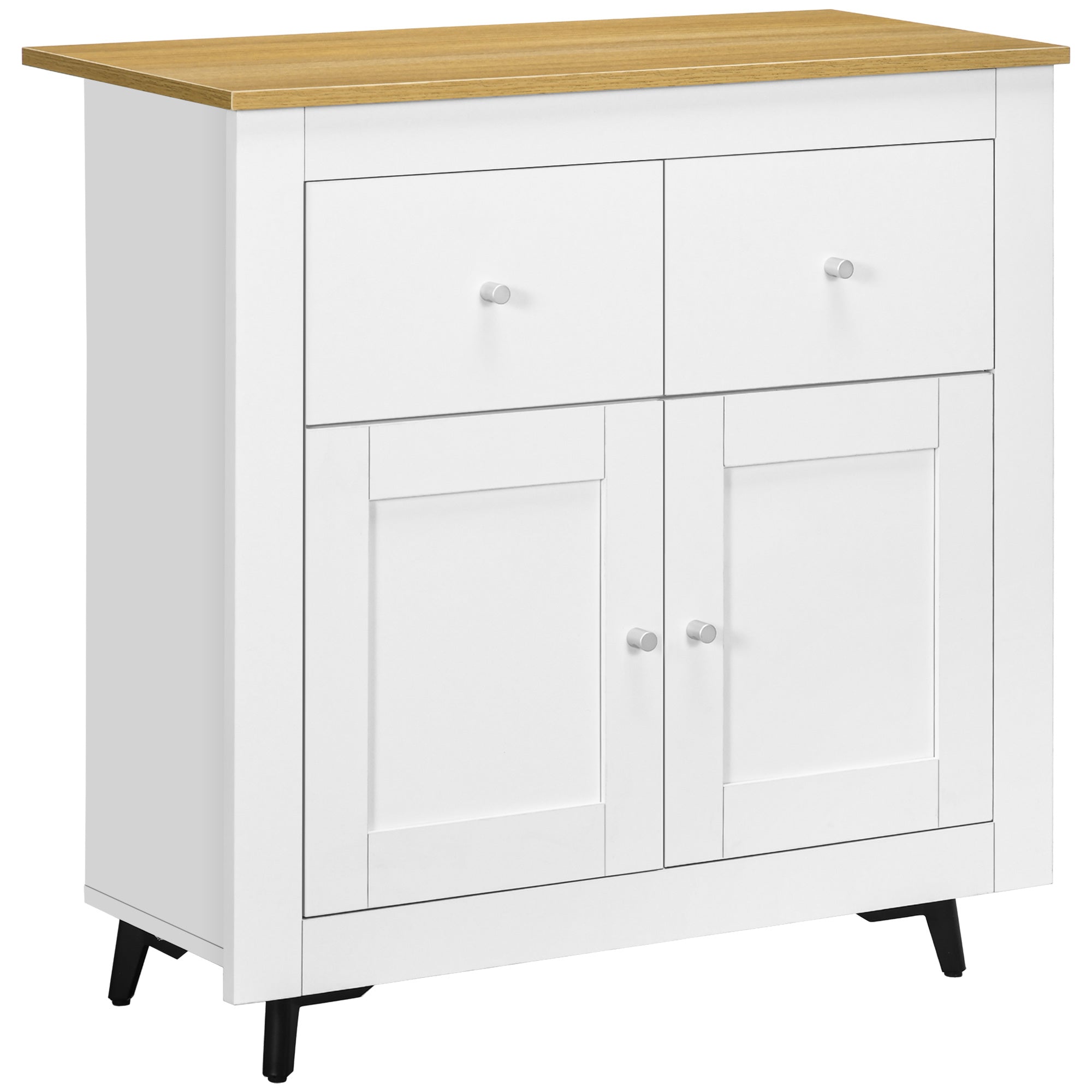 HOMCOM Sideboard Storage Cabinet, Modern Kitchen Cupboard with Double Doors and Drawers for Dining Room, Living Room and Entryway, White - North Peak Garden Furniture