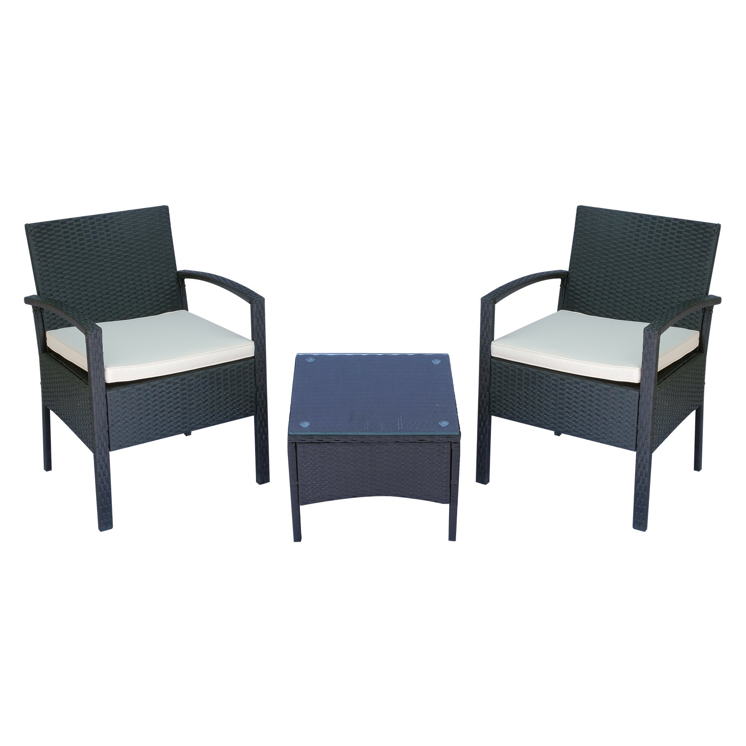 Outsunny 2 Seater Rattan Bistro Set, Steel-Black - North Peak Garden Furniture