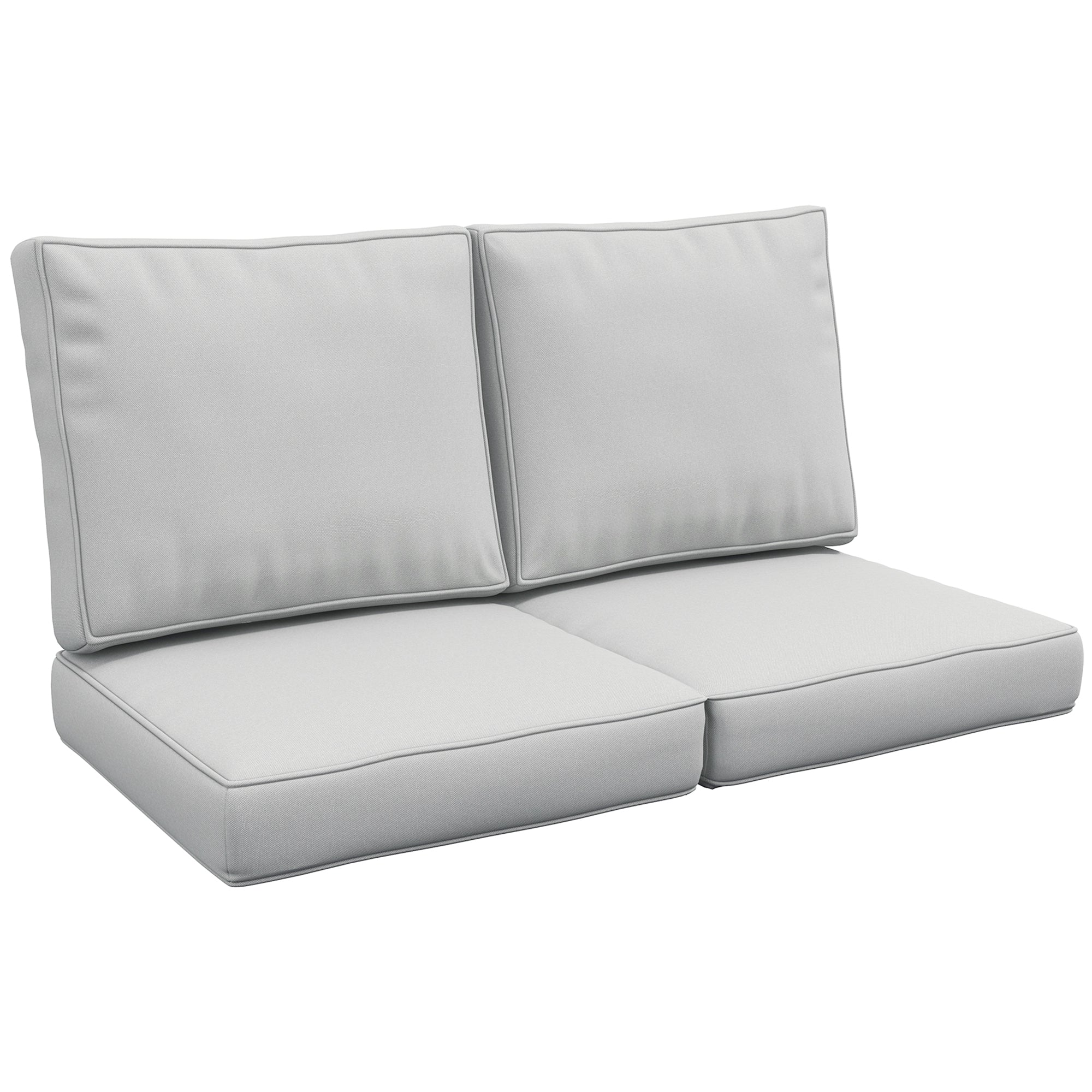 Outsunny 2 Seater Back and Seat Cushion Pillows Replacement, Patio Chair Cushions Set for Indoor Outdoor, Light Grey - North Peak Garden Furniture