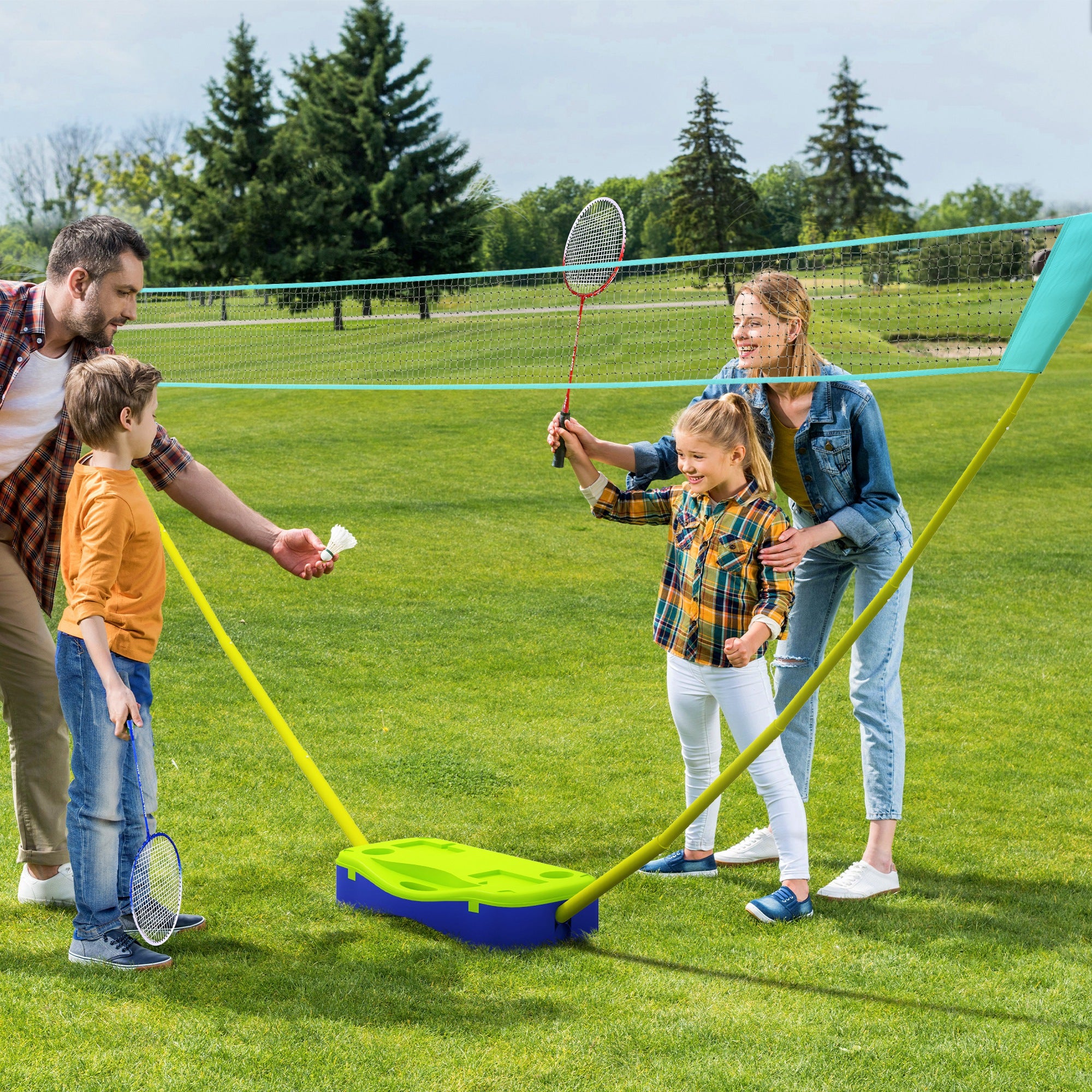 SPORTNOW Portable Badminton Net Set w/ Volleyball Net, Rackets, Shuttlecocks - North Peak Garden Furniture