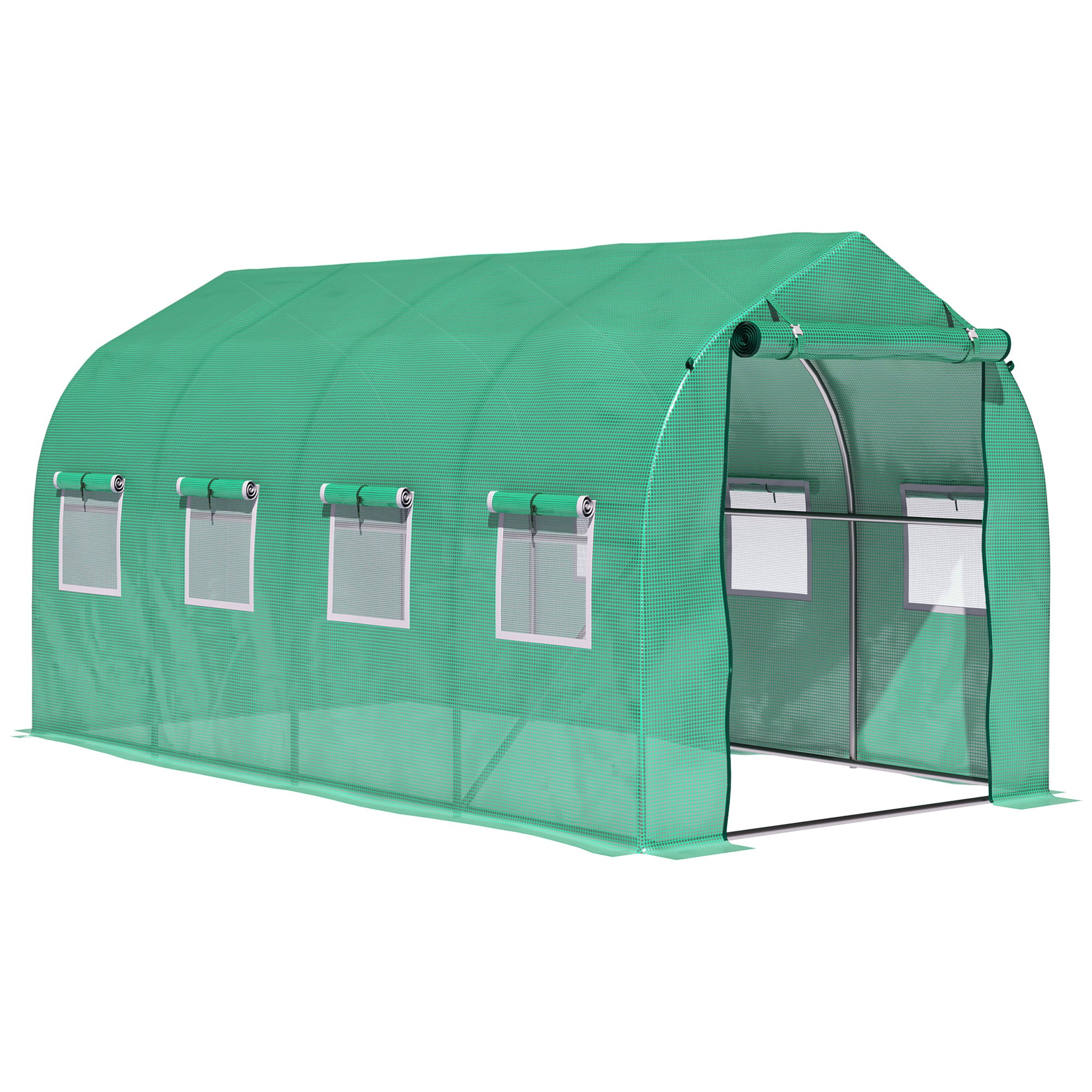 Outsunny Polytunnel Greenhouse with Windows and Door, Walk in Greenhouse for Garden, Backyard (4 x 2 M) - North Peak Garden Furniture