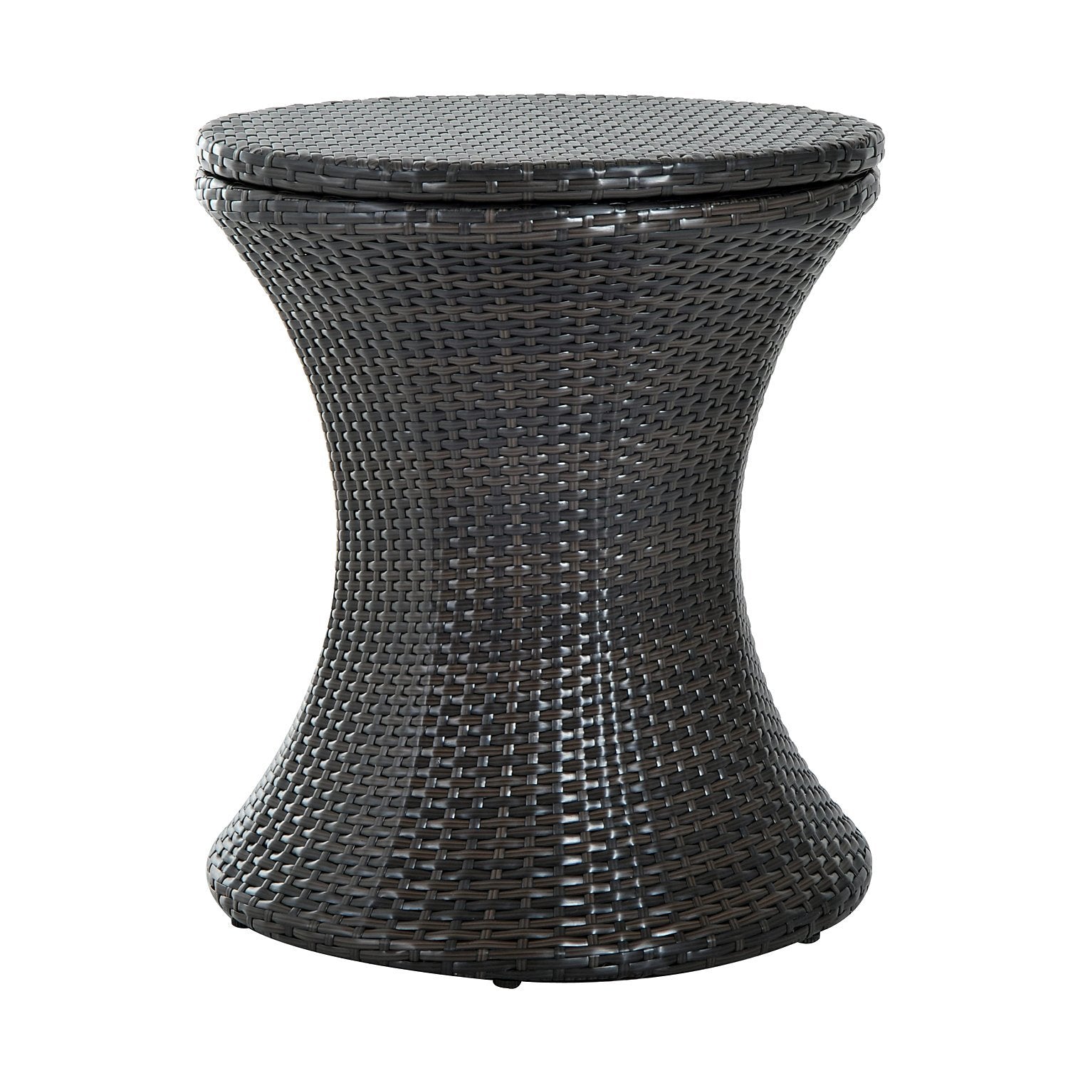 Outsunny PE Rattan Ice Bucket Table, Outdoor Round Liftable Beer Cooler, Cocktail Tables for Bar, Patio, Deck, Pool, Brown - North Peak Garden Furniture