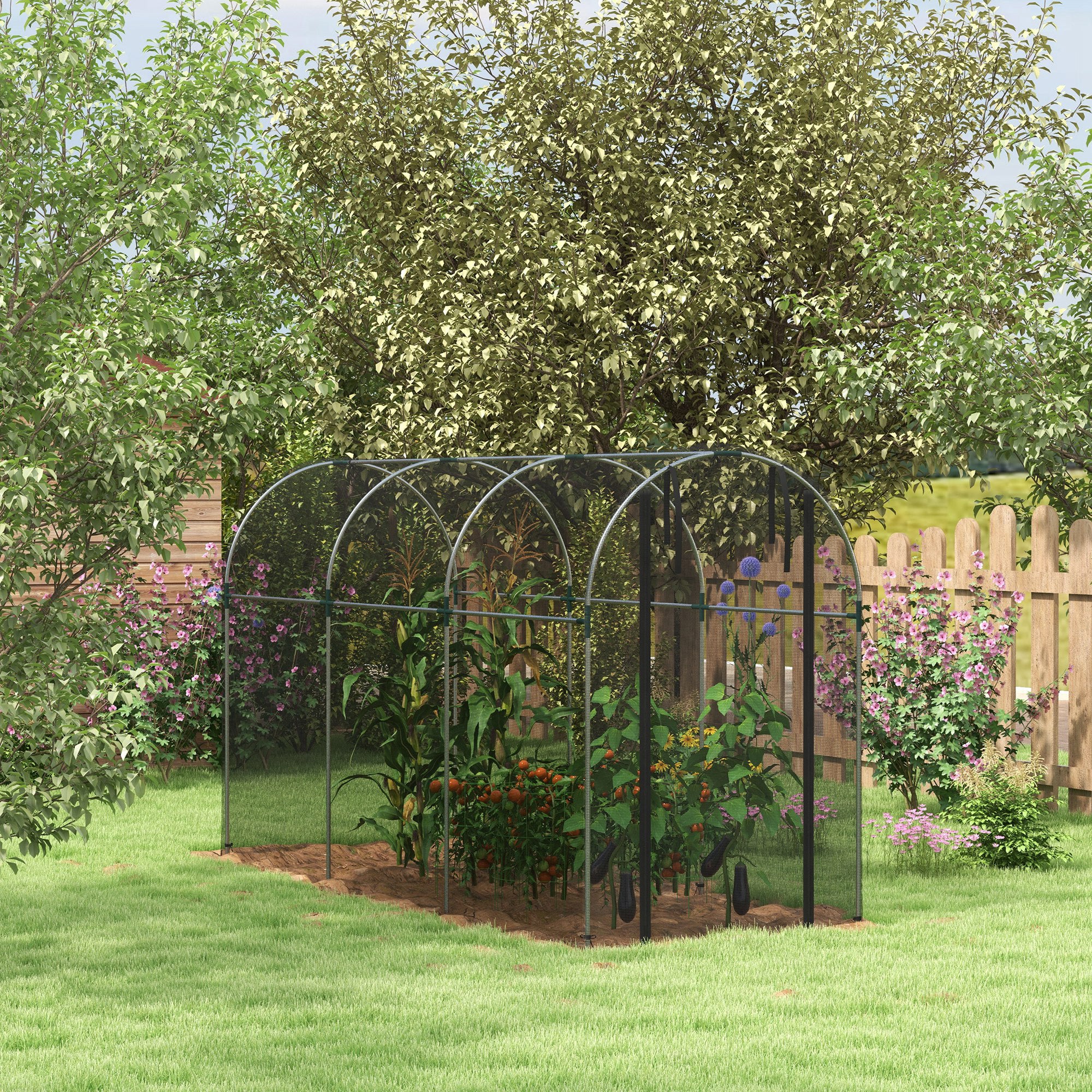 Outsunny 360 x 120cm Mini Polytunnel Greenhouse, Black - North Peak Garden Furniture