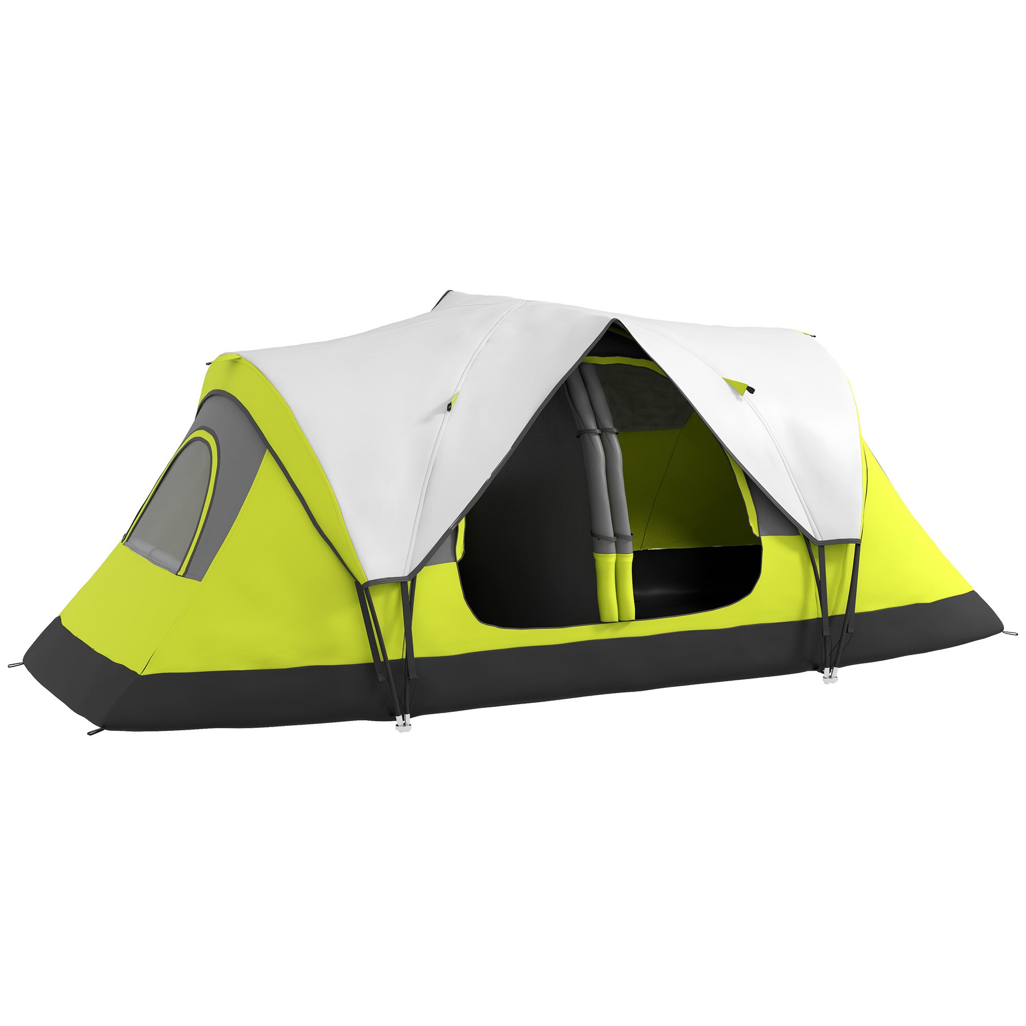 Outsunny Camping Tent for 6-8 Man with 2000mm Waterproof Rainfly and Carry Bag for Fishing Hiking Festival, Yellow - North Peak Garden Furniture