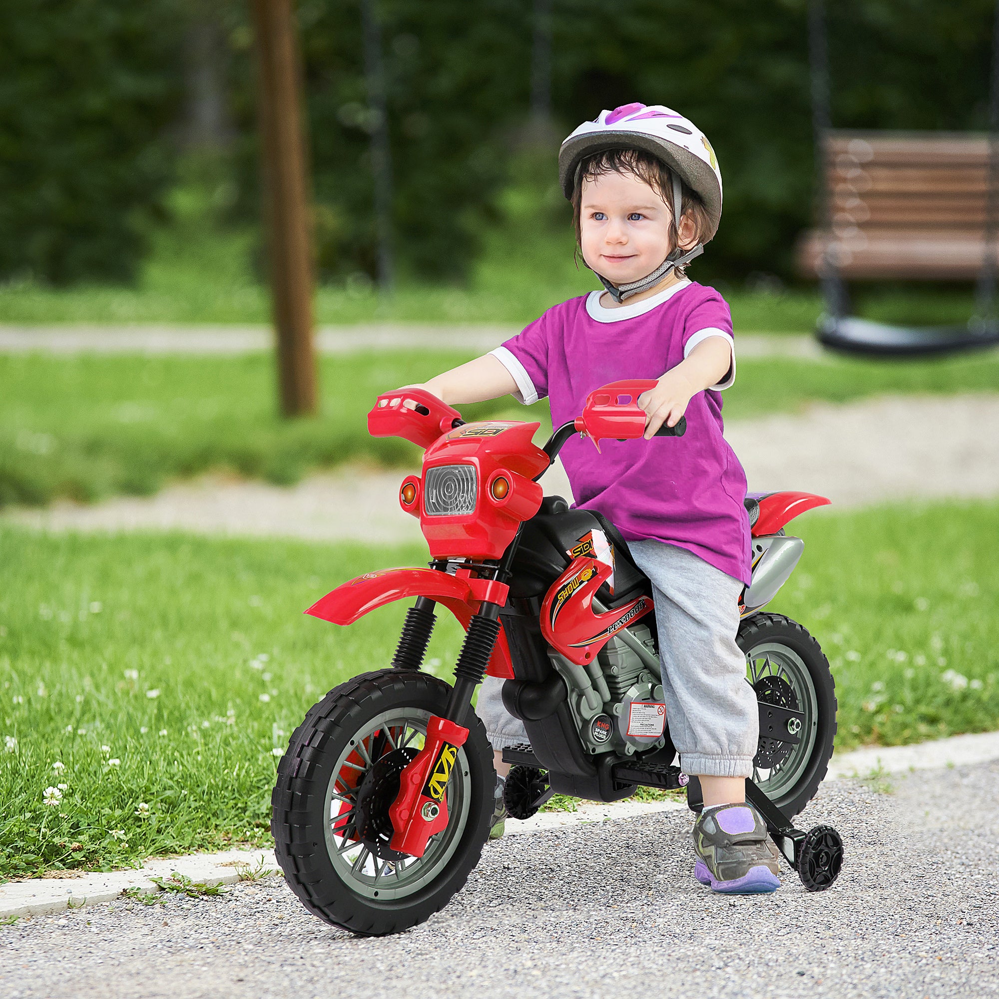 HOMCOM 6V Kids Child Electric Motorbike Ride on Motorcycle Scooter Children Toy Gift for 3-6 Years (Red) - North Peak Garden Furniture