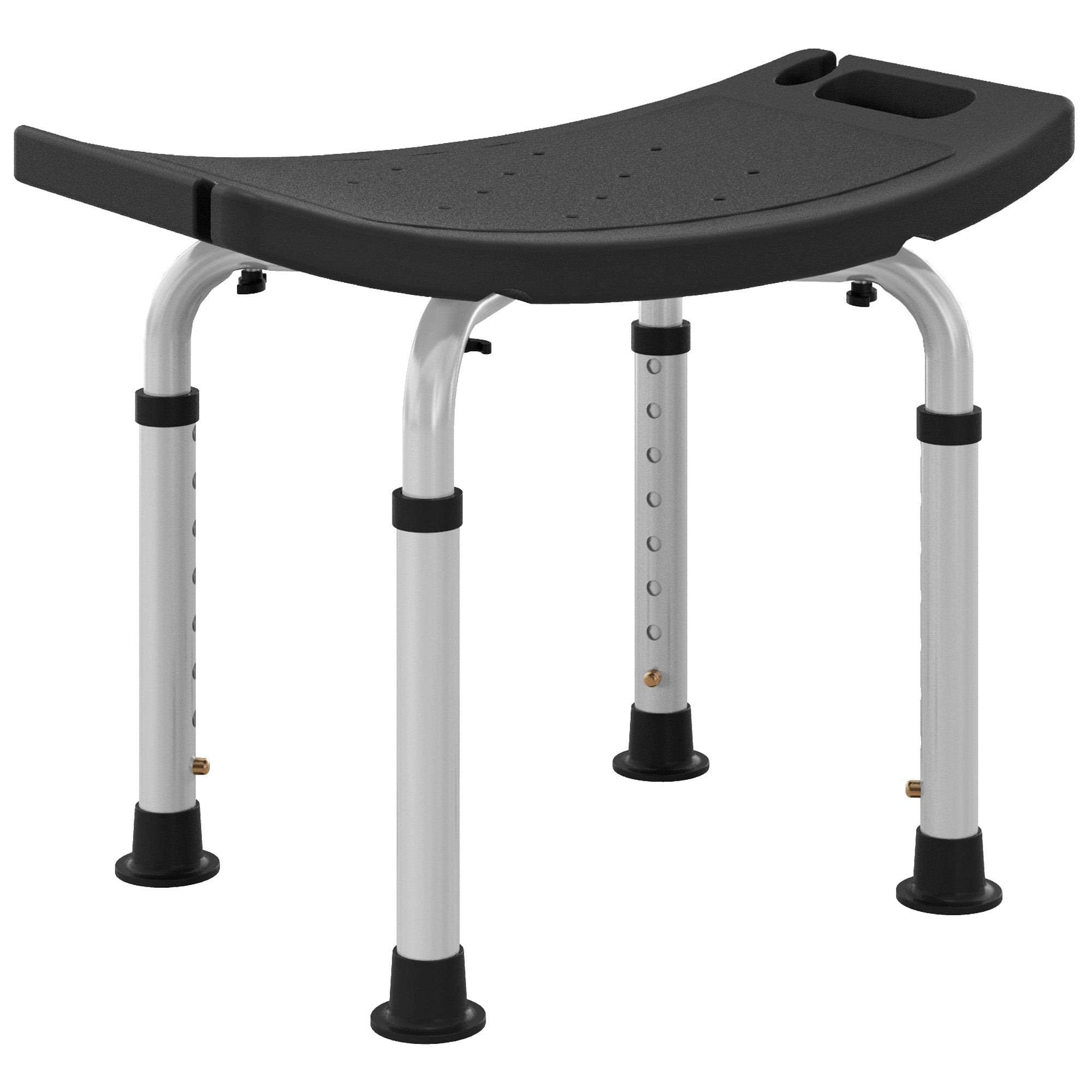 HOMCOM Height Adjustable Bath Stool, Aluminium Shower Stool with Non-Slip Pads for Elderly, Disabled, Seniors, Pregnant, Black - North Peak Garden Furniture