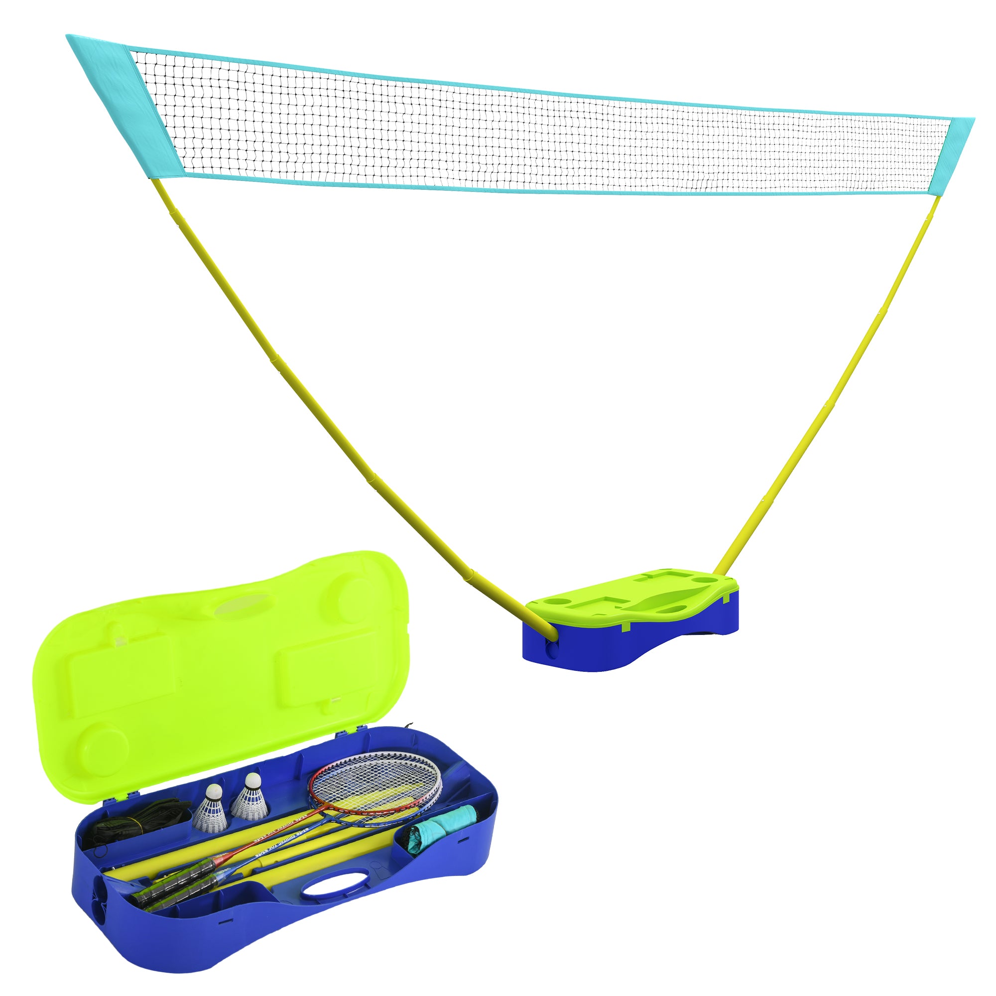 SPORTNOW Portable Badminton Net Set w/ Volleyball Net, Rackets, Shuttlecocks - North Peak Garden Furniture
