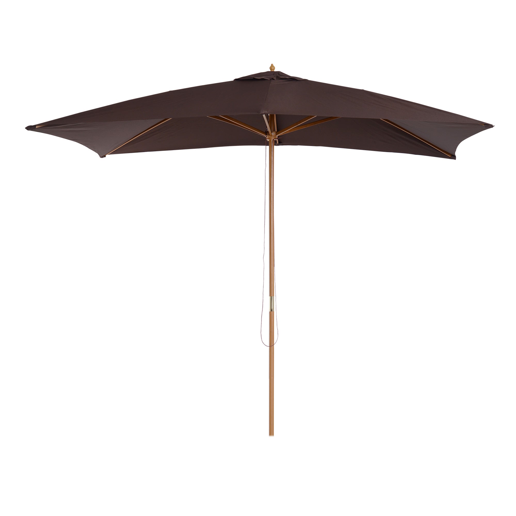 Outsunny 2 x 3m Wooden Garden Parasol Umbrella Outdoor Sun Shade Canopy, Dark Coffee - North Peak Garden Furniture
