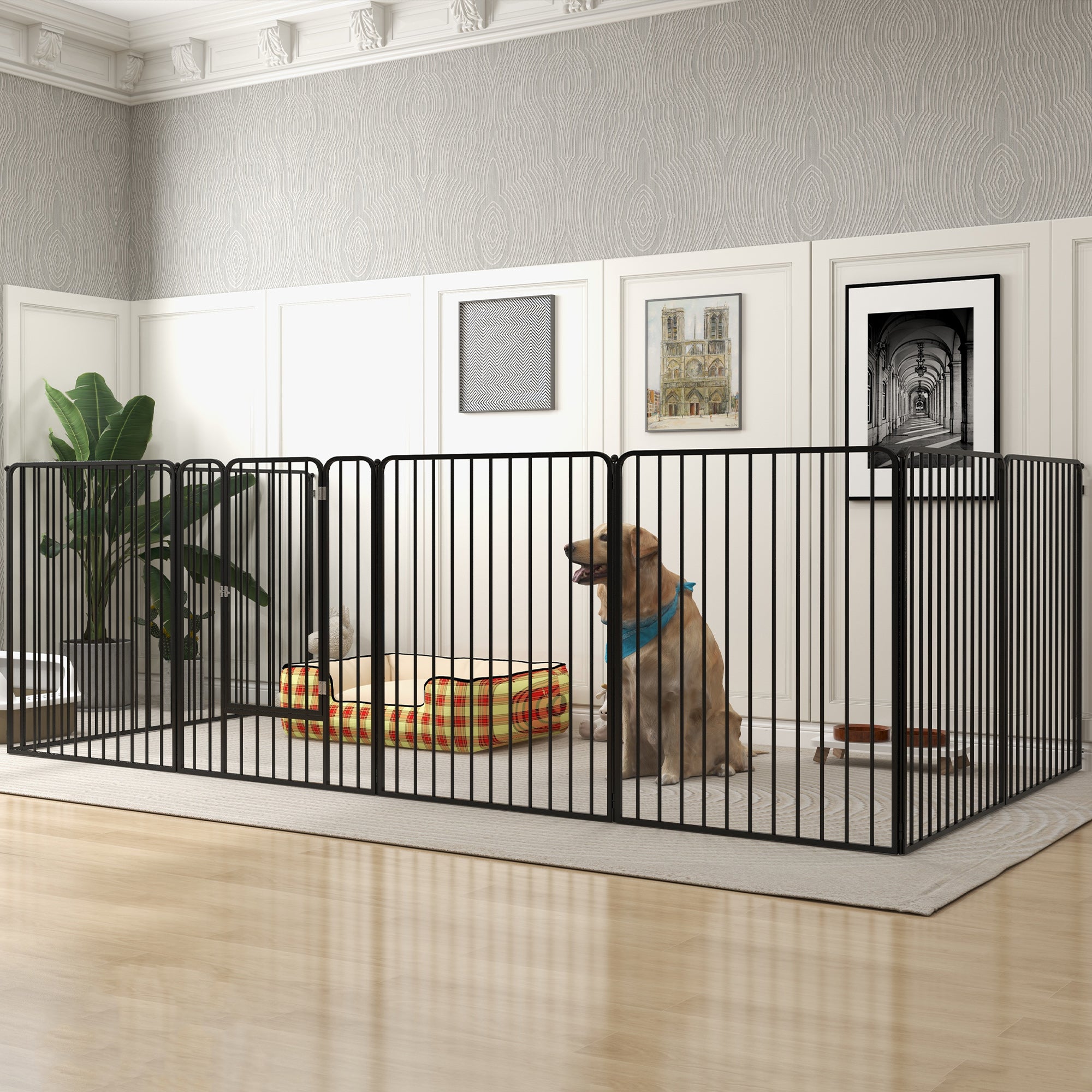 PawHut 100cm 8 Panels Heavy Duty Dog Pen, Pet Playpen for Indoors, Outdoors, Small, Medium, Large Dogs - North Peak Garden Furniture