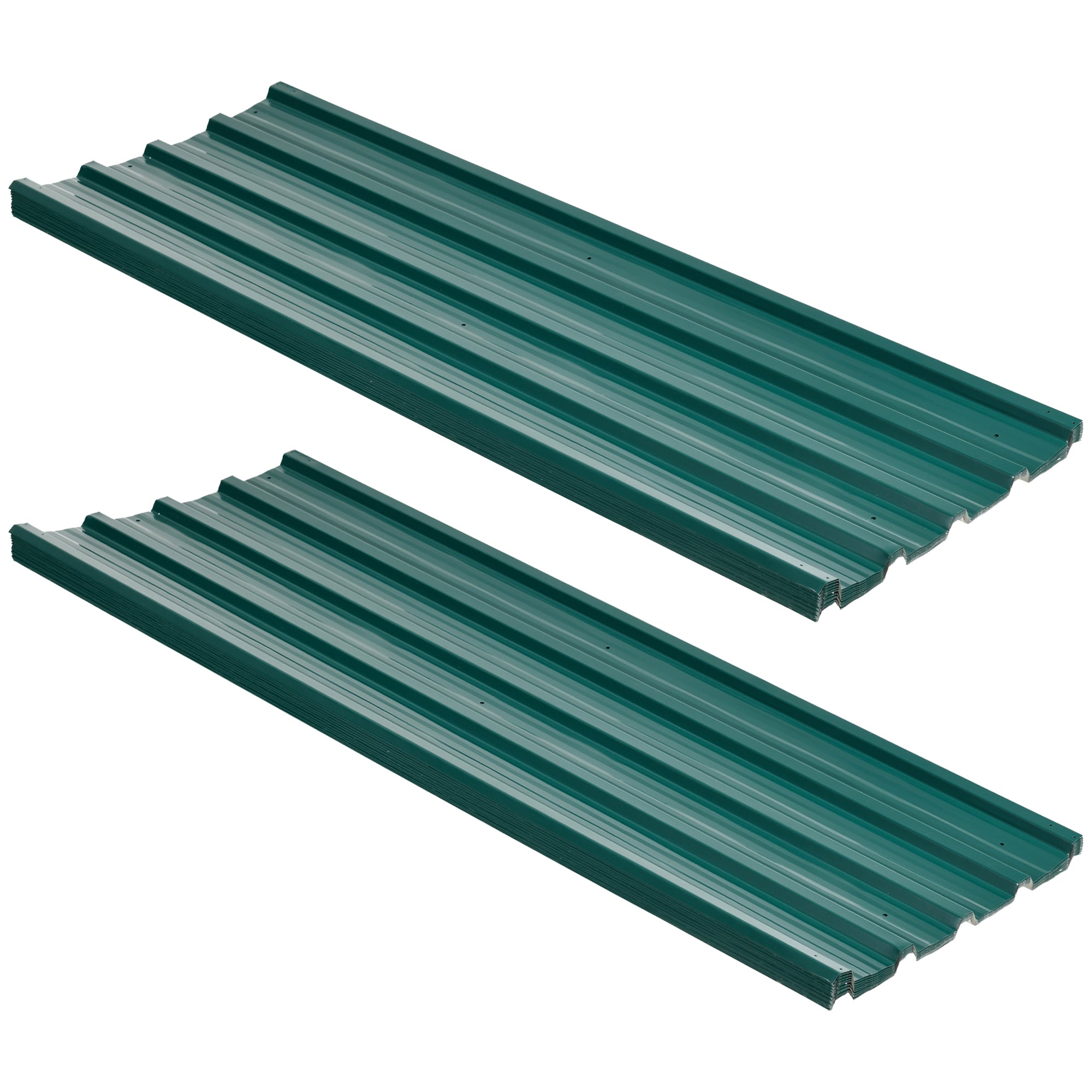 Outsunny Corrugated Roofing Sheets, Pack of 24, Galvanised Metal Roofing Sheets for Greenhouse, Garage, Storage Shed, Carport, 129 x 45cm, Green - North Peak Garden Furniture