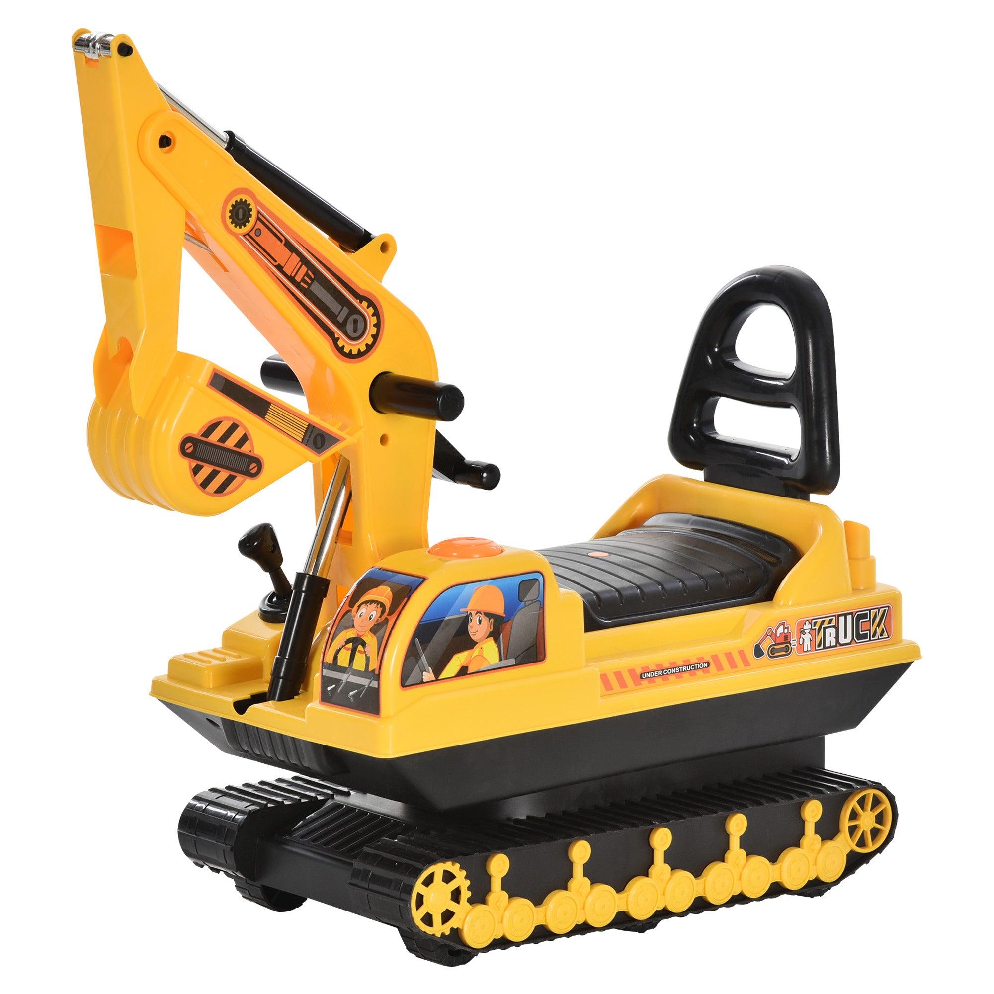HOMCOM Ride On Excavator Toy Tractors Digger Movable Walker Construction Truck 3 Years - North Peak Garden Furniture