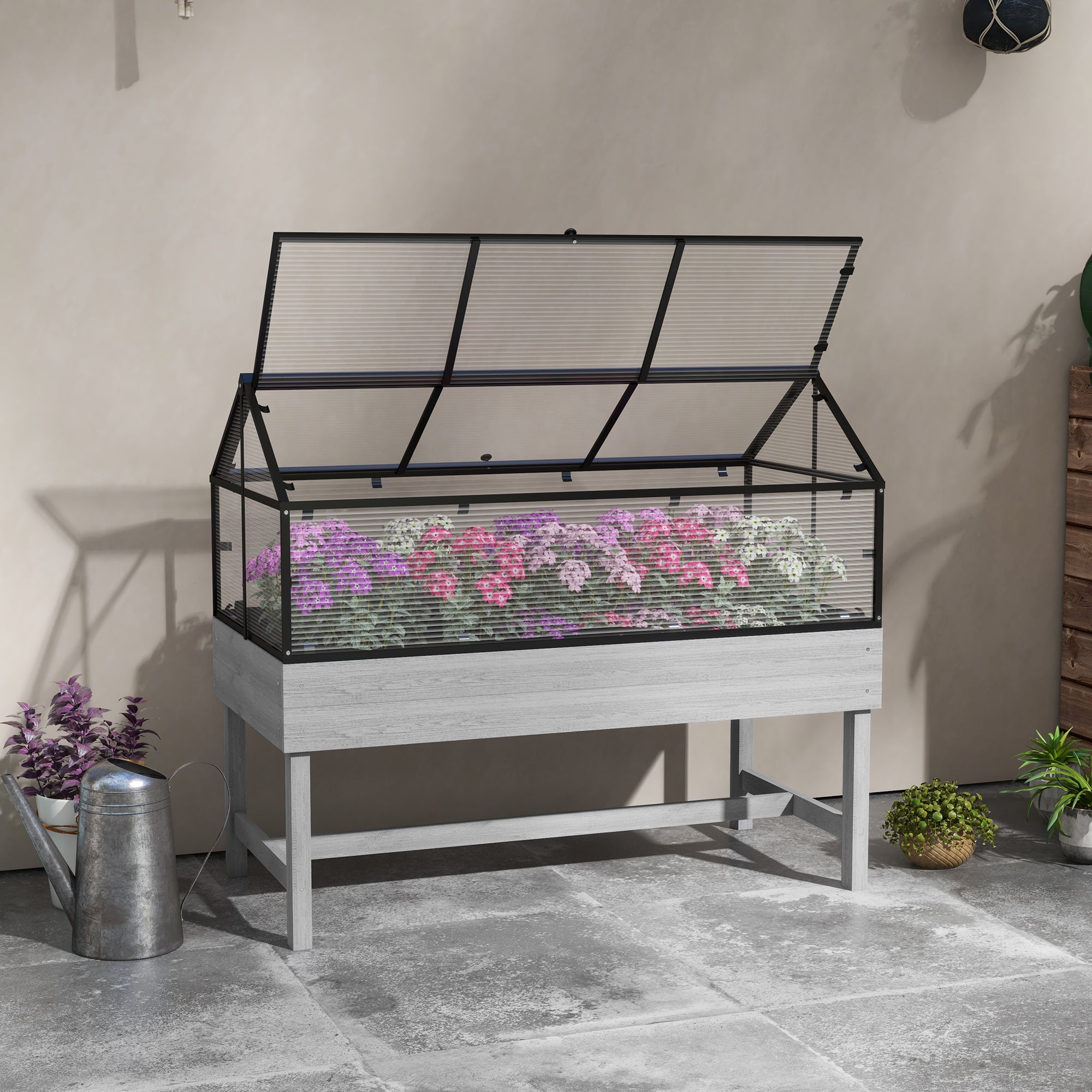 Outsunny 60 x 120cm Raised Garden Bed, with Wooden Base