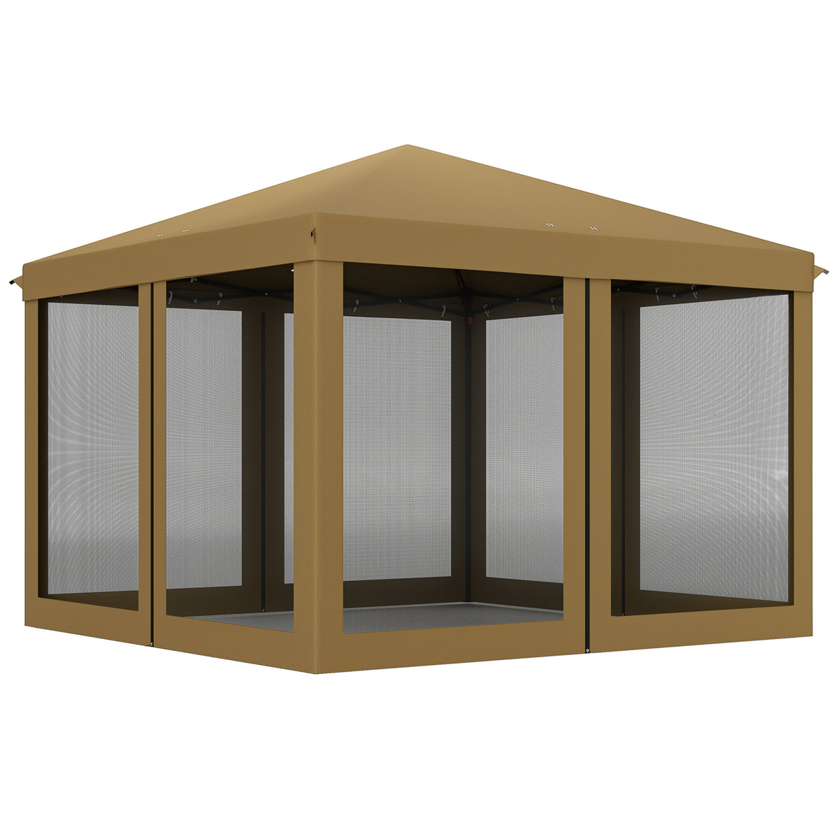 Outsunny 3 x 3 m Pop Up Gazebo, 420D Garden Tent Canopy with Removable Mesh Sidewall Netting, Carry Bag for Garden Patio Outdoor, Khaki