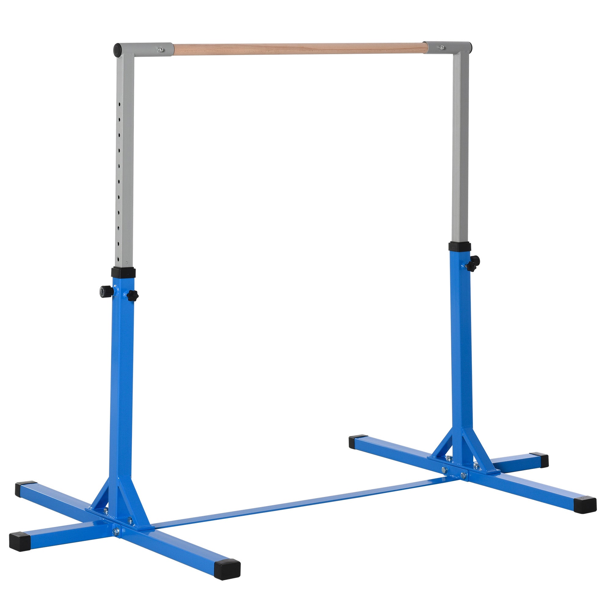 HOMCOM Height Adjustable Gymnastics Horizontal Bar For Kids Home Gym Training Children Junior Kip High Bar Fitness Blue - North Peak Garden Furniture