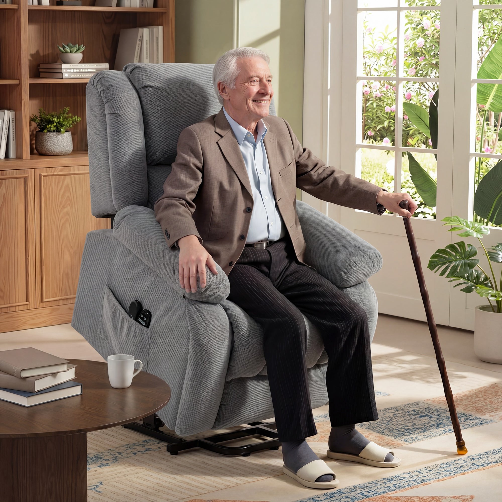 HOMCOM Recliner Armchair Lift Chair, Electric Recliner Chair with Vibration Massage and Heat, Wide Seat, USB Port, Light Grey
