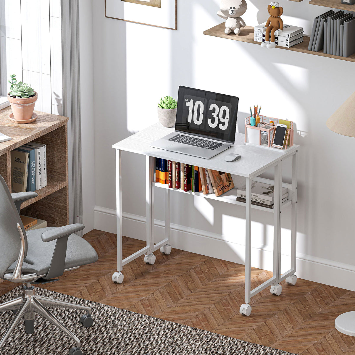 HOMCOM 80 cm Drop Leaf Writing Work Desk - White
